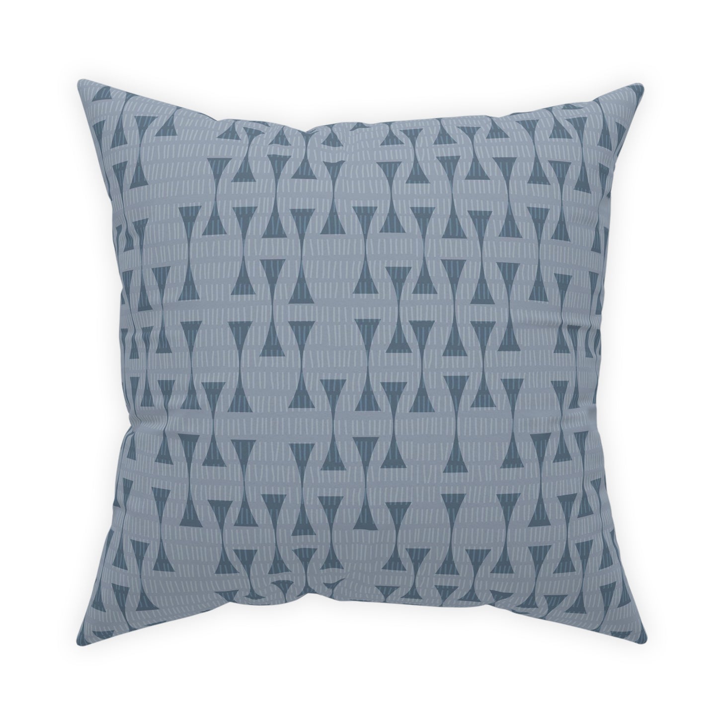 Accent Pillow with Mid-Century Abstract Patterns in Blues and Greens. A Different Print on Each Side. 5 sizes. Pillow insert included.