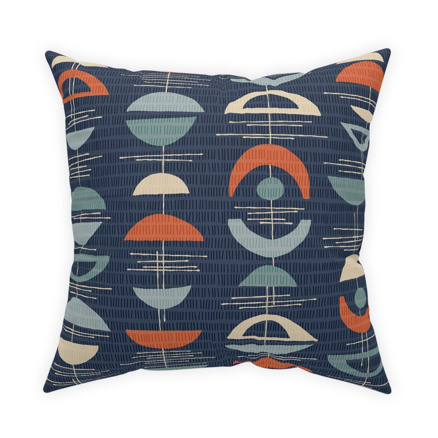 Accent Pillow with Lively Mid-Century Print. A Different Coordinating Pattern Printed on Each Side. 5 Sizes. Pillow Insert Included.