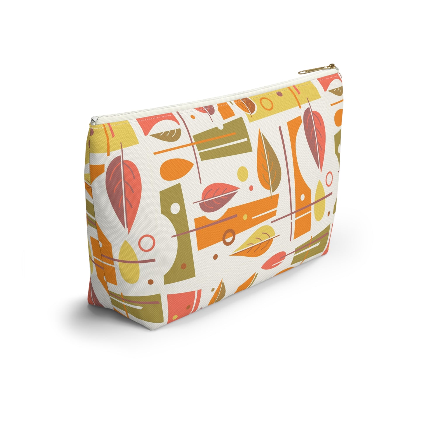 Zipper Pouch with Abstract Mid Century Leaf Print. 2 Sizes Available.