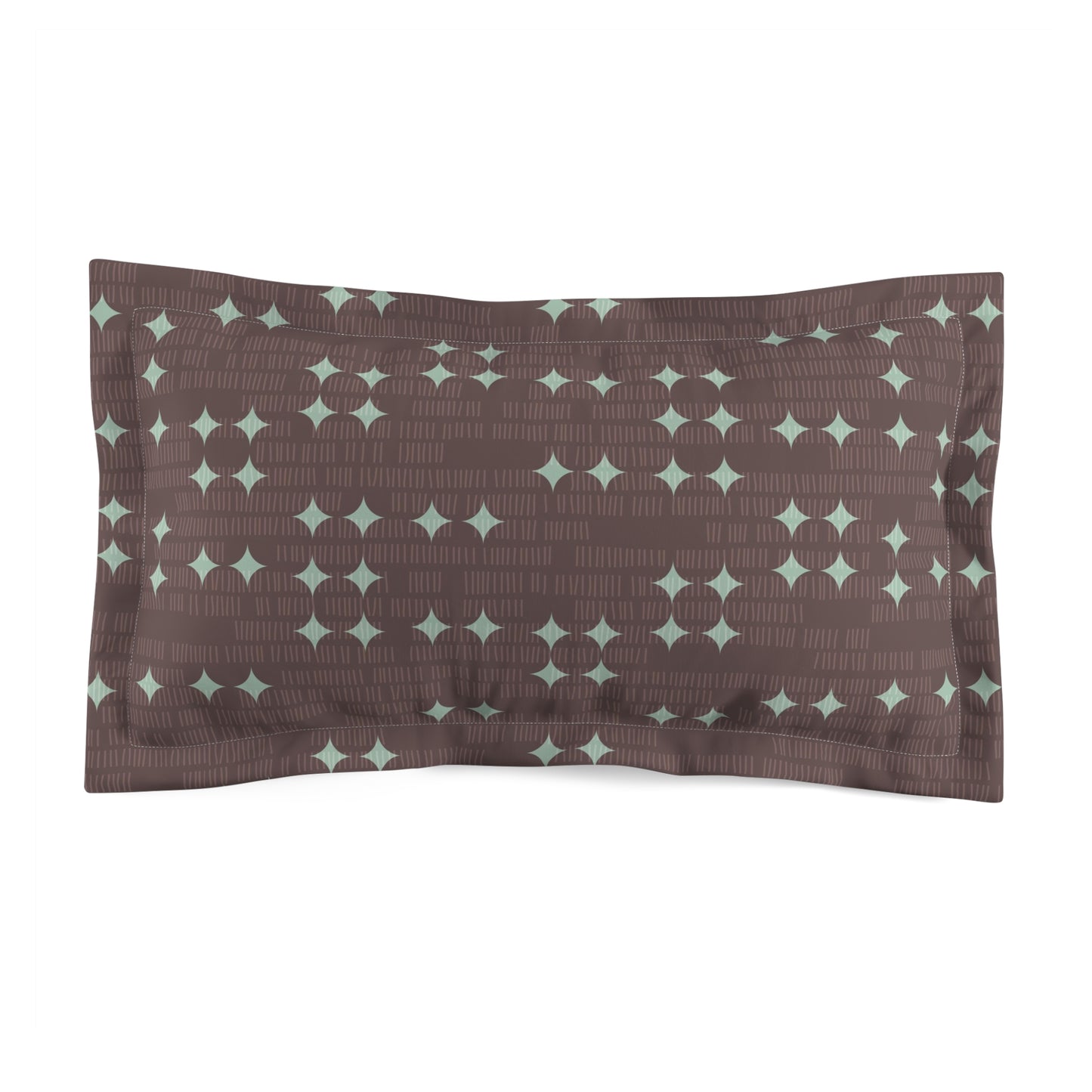 Mid-Century Modern Pillow Sham Original Mid Century Star Pattern in Chocolate and Mint. Pairs with Duvets. Standard and King Sizes.