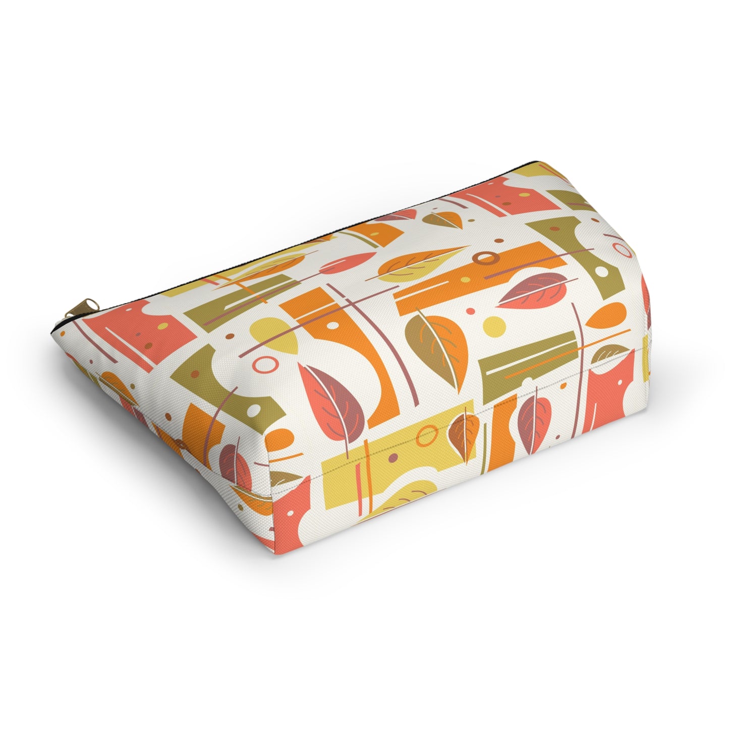 Zipper Pouch with Abstract Mid Century Leaf Print. 2 Sizes Available.