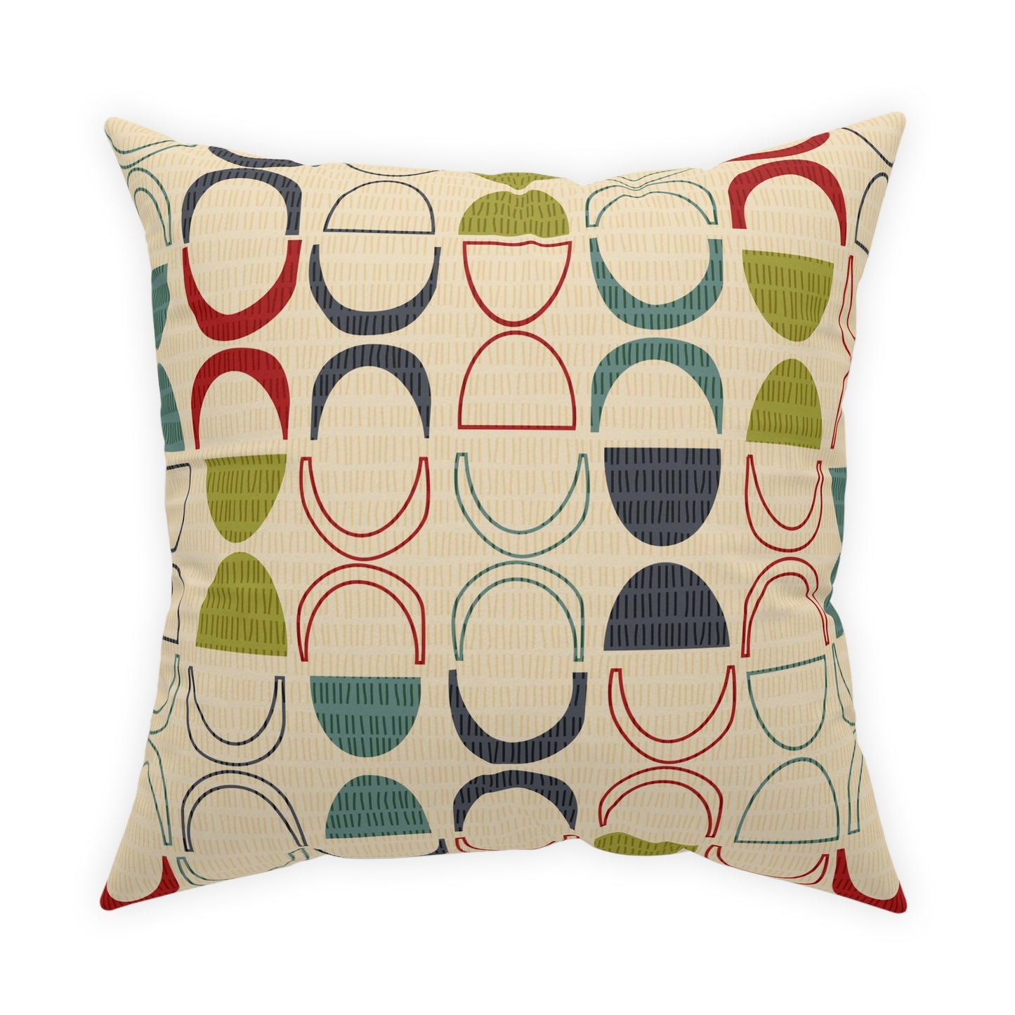 Mid-Century Modern Accent pillow. Colorful Abstract Design on the Front, Coordinating Pattern on the Back. 5 sizes. Pillow insert included.