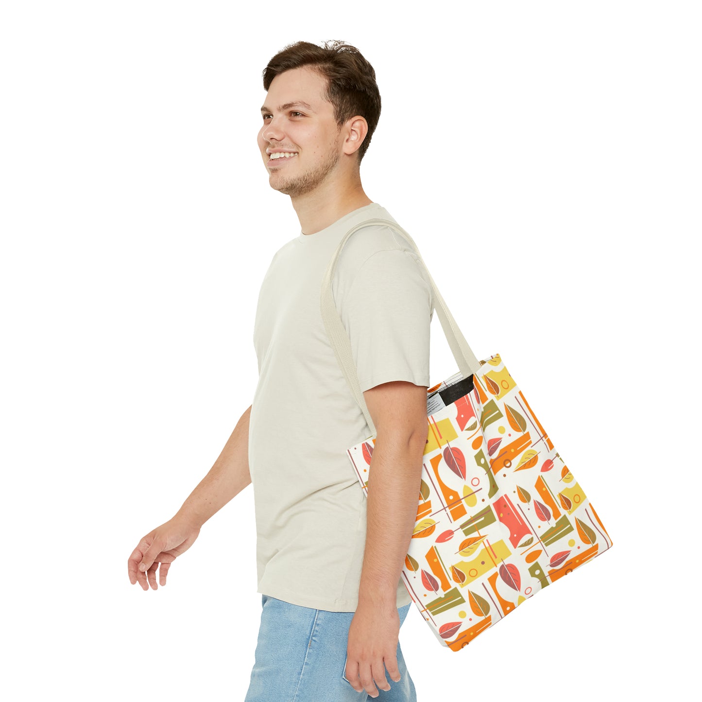 Tote Bag with Abstract Mid Century Leaf Print. Available in 3 sizes.