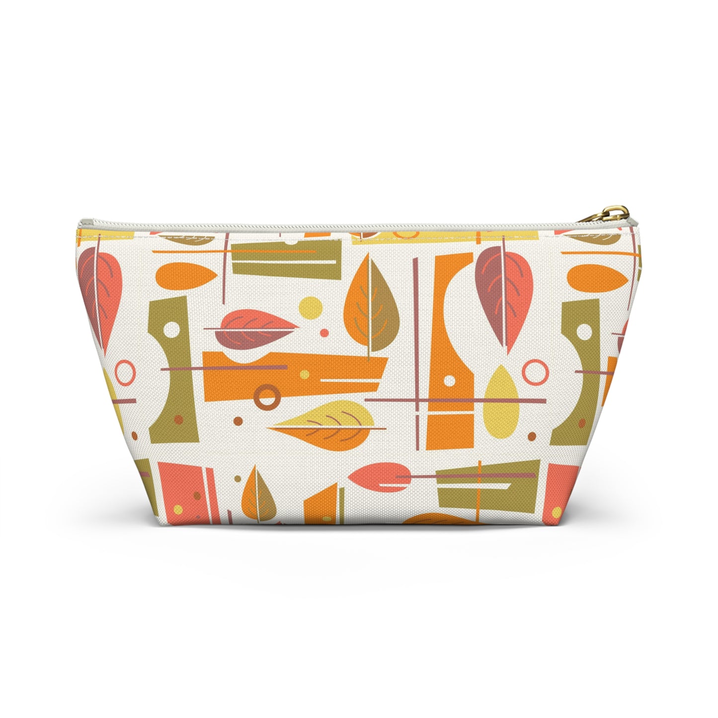 Zipper Pouch with Abstract Mid Century Leaf Print. 2 Sizes Available.