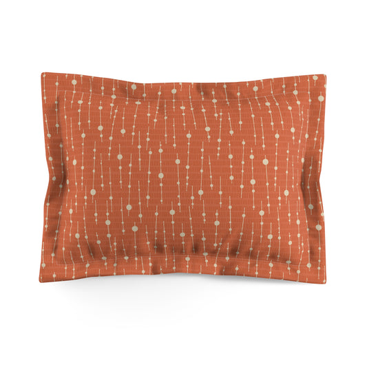 Mid-Century Modern Pillow Sham in Coral Red. Original Abstract Pattern. Pairs with Duvets. Standard and King Sizes.