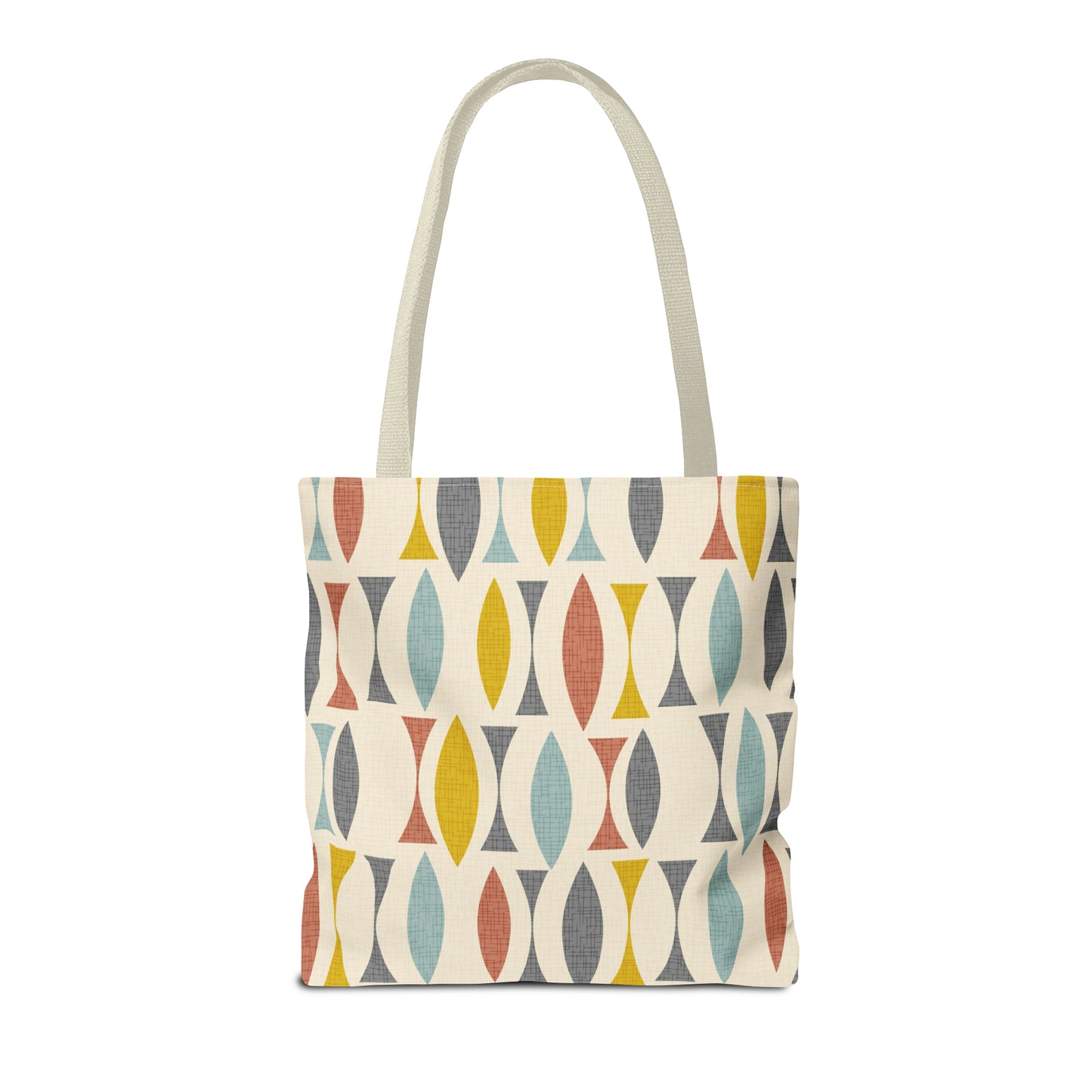 Colorful Tote Bag with Mid Century Print. Available in 3 sizes.