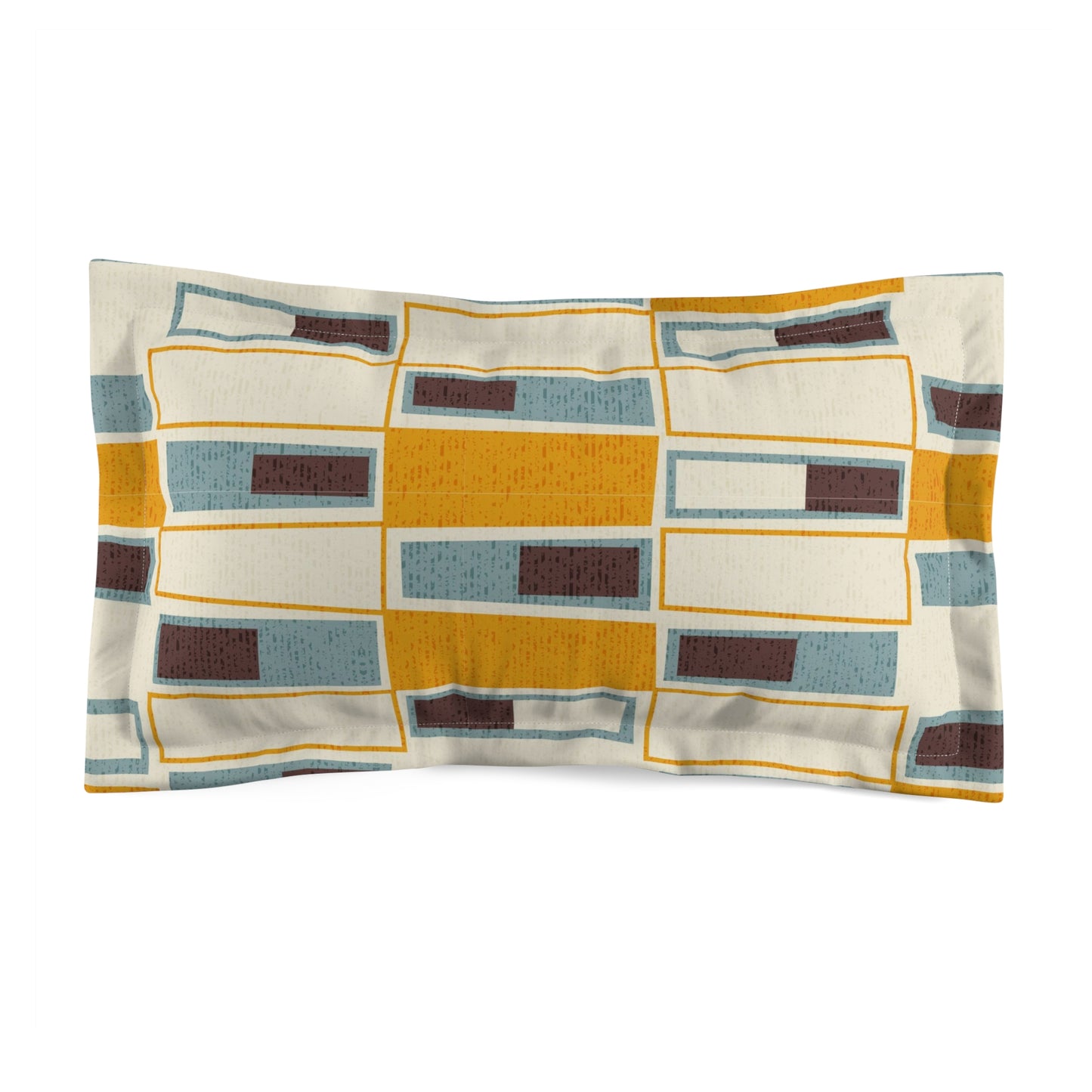 Mid-Century Modern Pillow Sham. Abstract Geometric Window Pattern on Off White. Pairs with duvets. Standard and King Sizes.