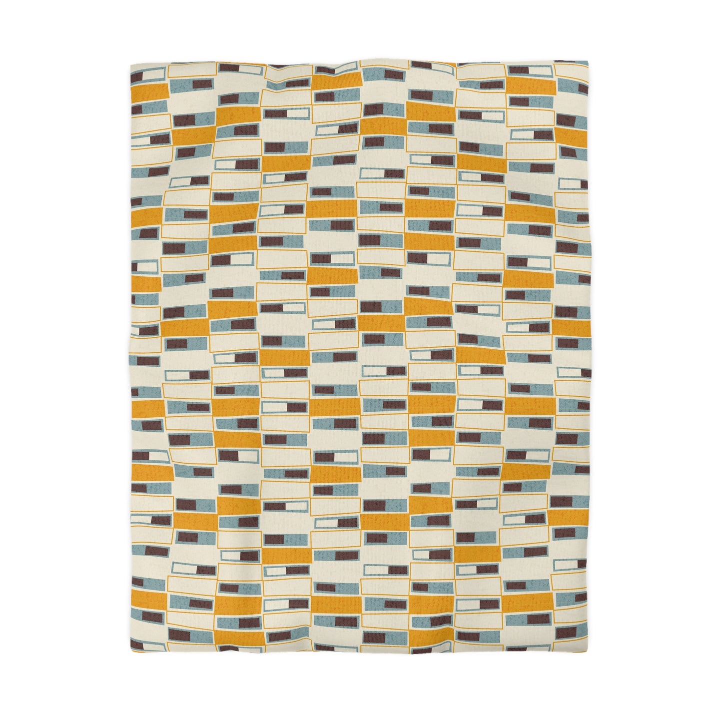 Mid Century Modern Duvet Cover. Abstract Window Pattern in Orange, Teal and Cream. 4 sizes