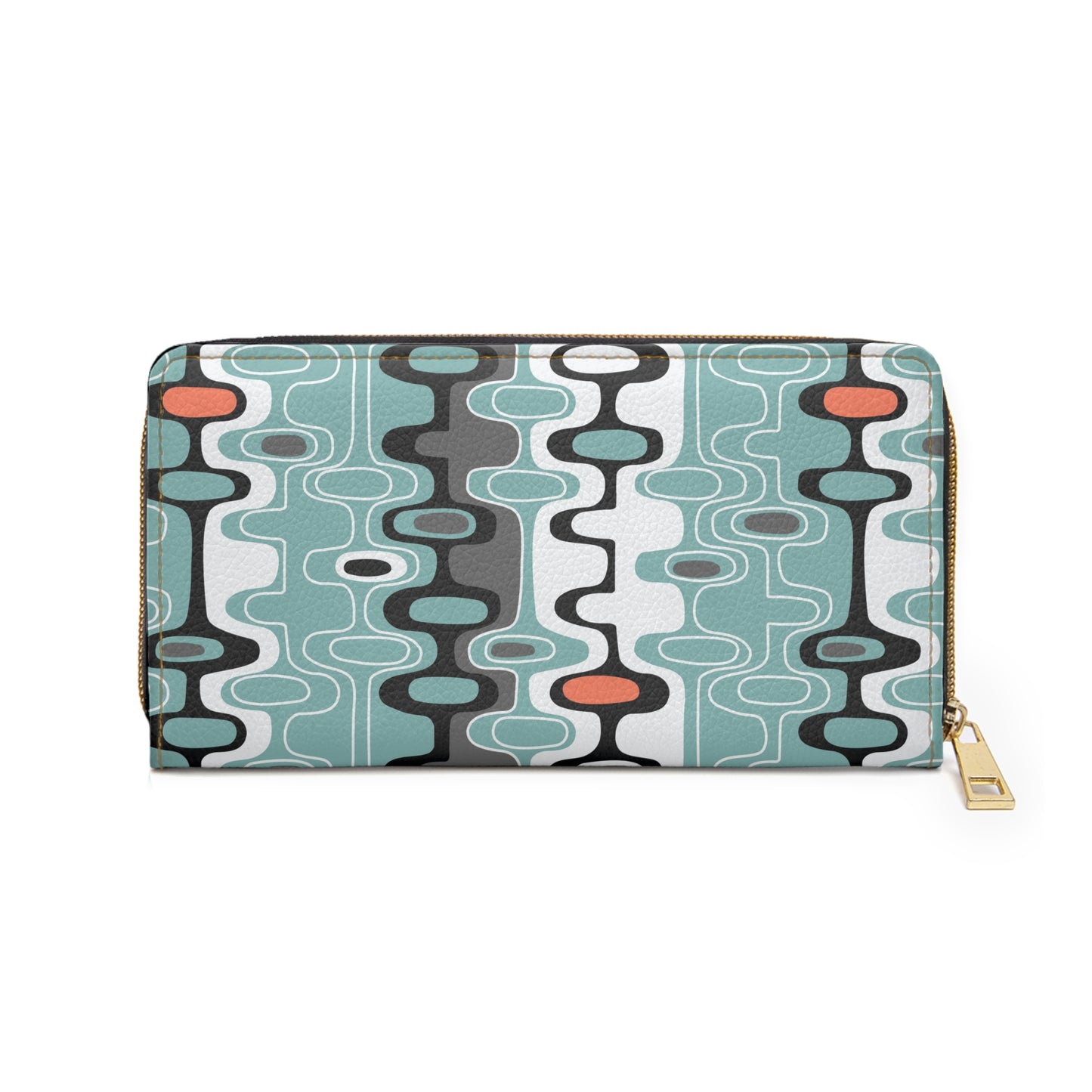 Zipper Wallet with Custom Mid-Century Print. Unique Abstract Pattern.