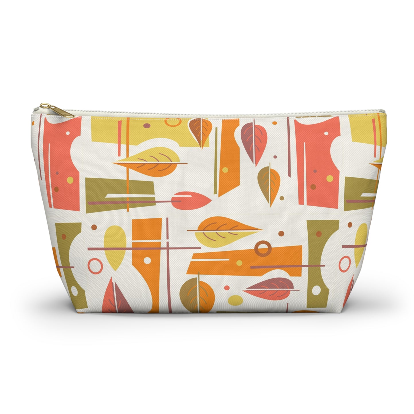 Zipper Pouch with Abstract Mid Century Leaf Print. 2 Sizes Available.