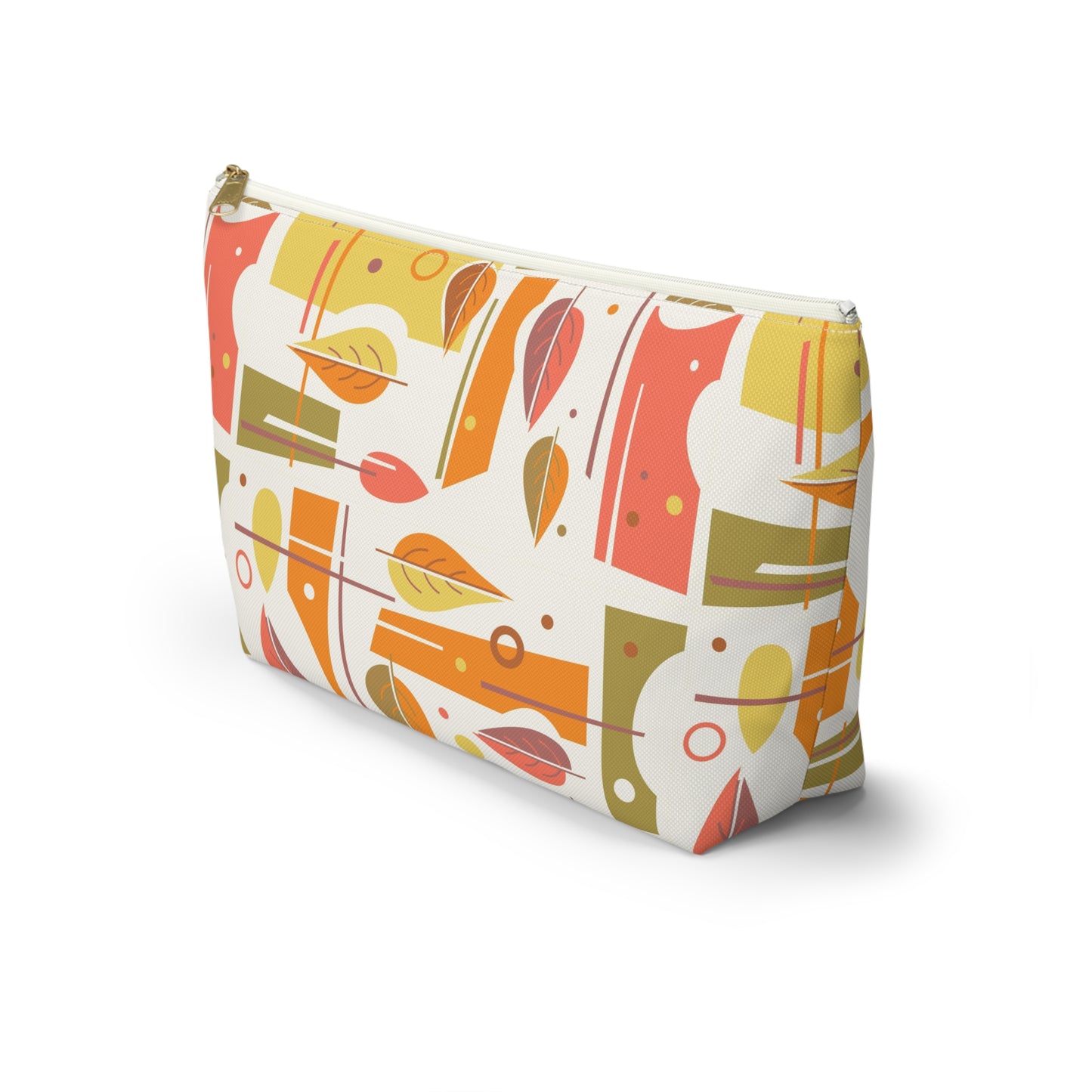 Zipper Pouch with Abstract Mid Century Leaf Print. 2 Sizes Available.