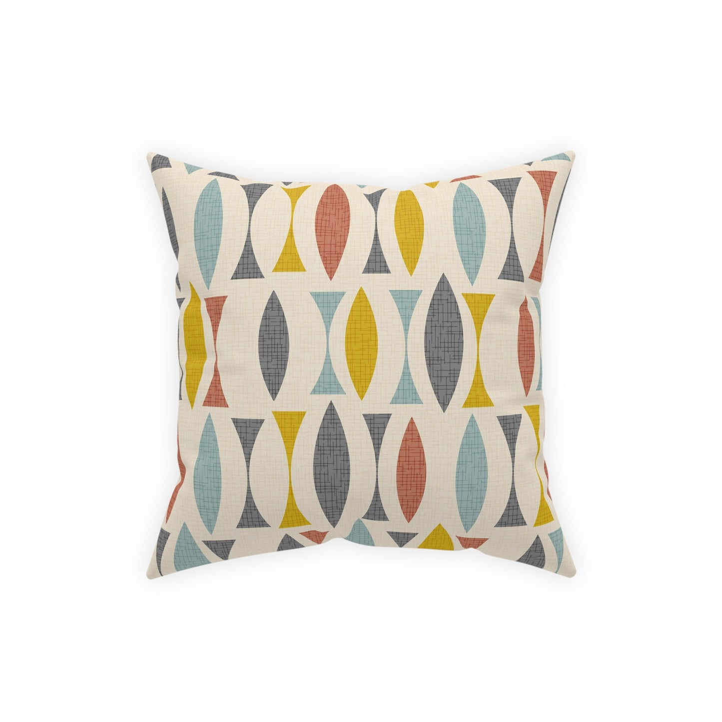 Accent Pillow with 2 Abstract Mid-Century Patterns in Cream, Mint, Muted Red and Gold. 5 sizes. Pillow Insert included.