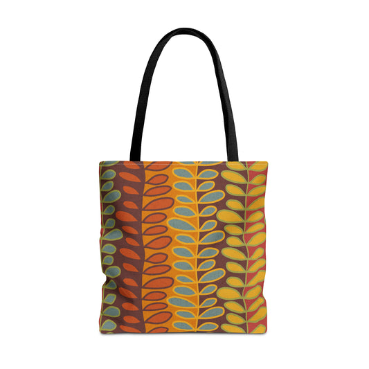 Free-Spirited Boho Style Tote Bag with Hand Drawn Leaf and Vine Print. Available in 3 sizes.