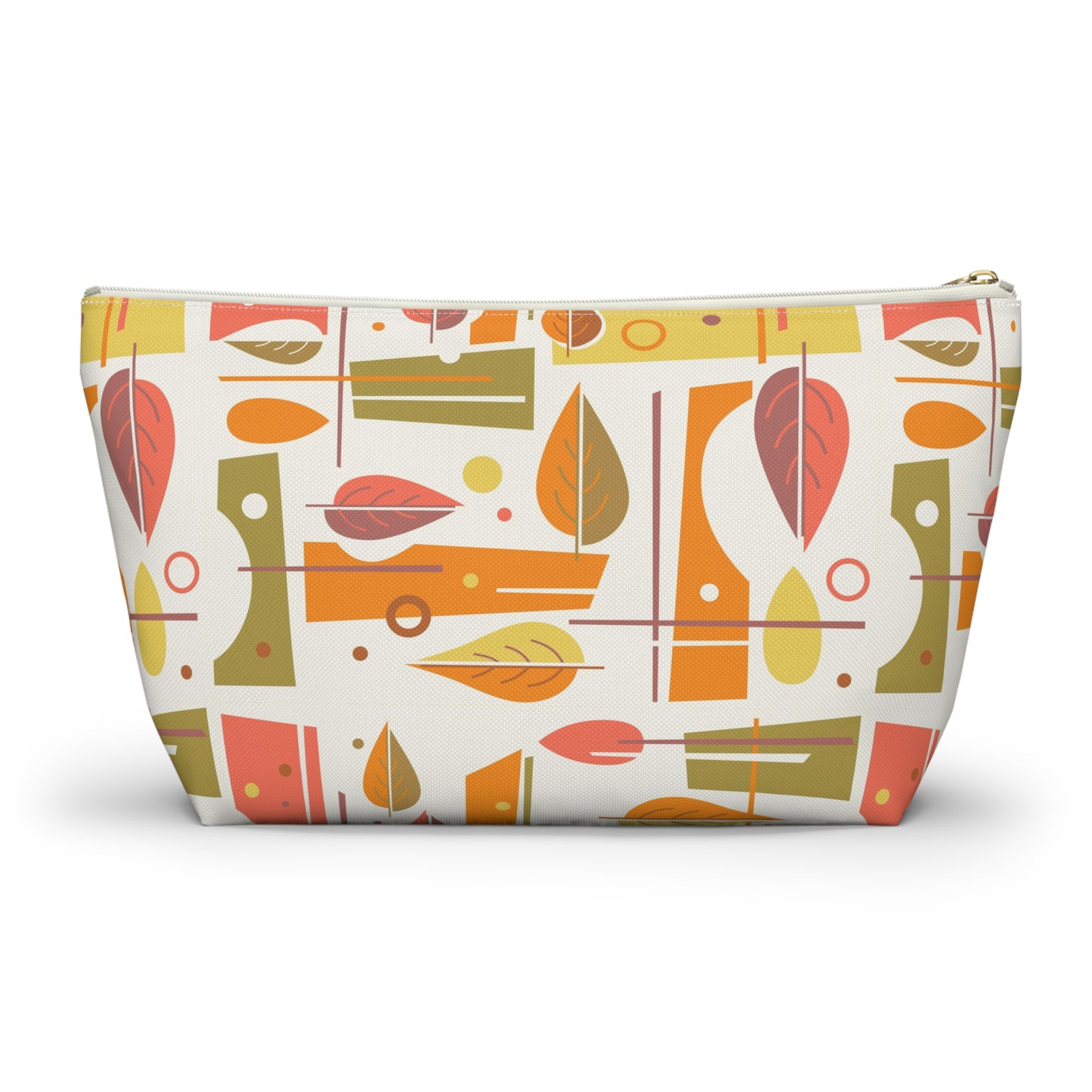 Zipper Pouch with Abstract Mid Century Leaf Print. 2 Sizes Available.