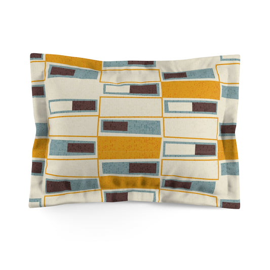 Mid-Century Modern Pillow Sham. Abstract Geometric Window Pattern on Off White. Pairs with duvets. Standard and King Sizes.