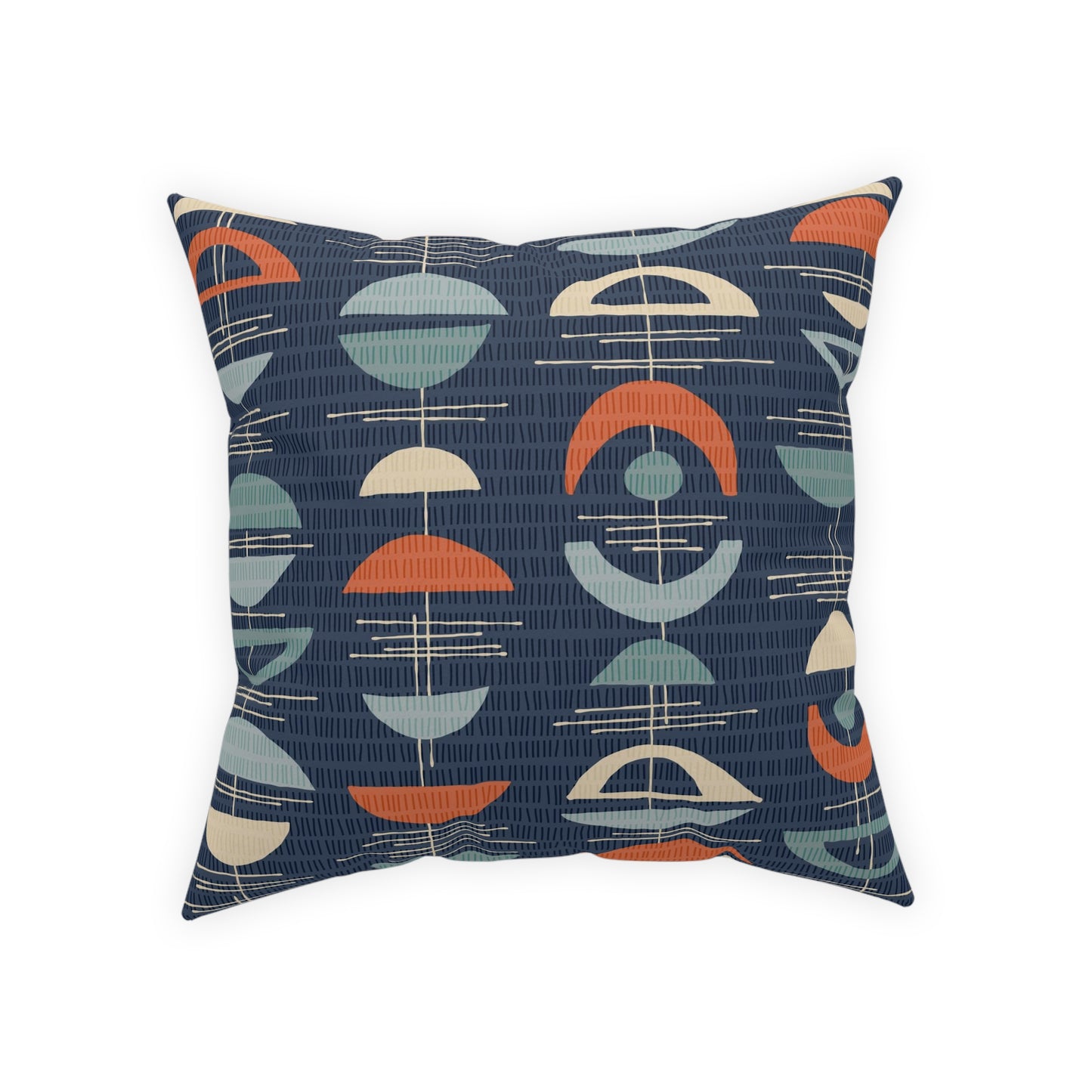 Accent Pillow with Lively Mid-Century Print. A Different Coordinating Pattern Printed on Each Side. 5 Sizes. Pillow Insert Included.