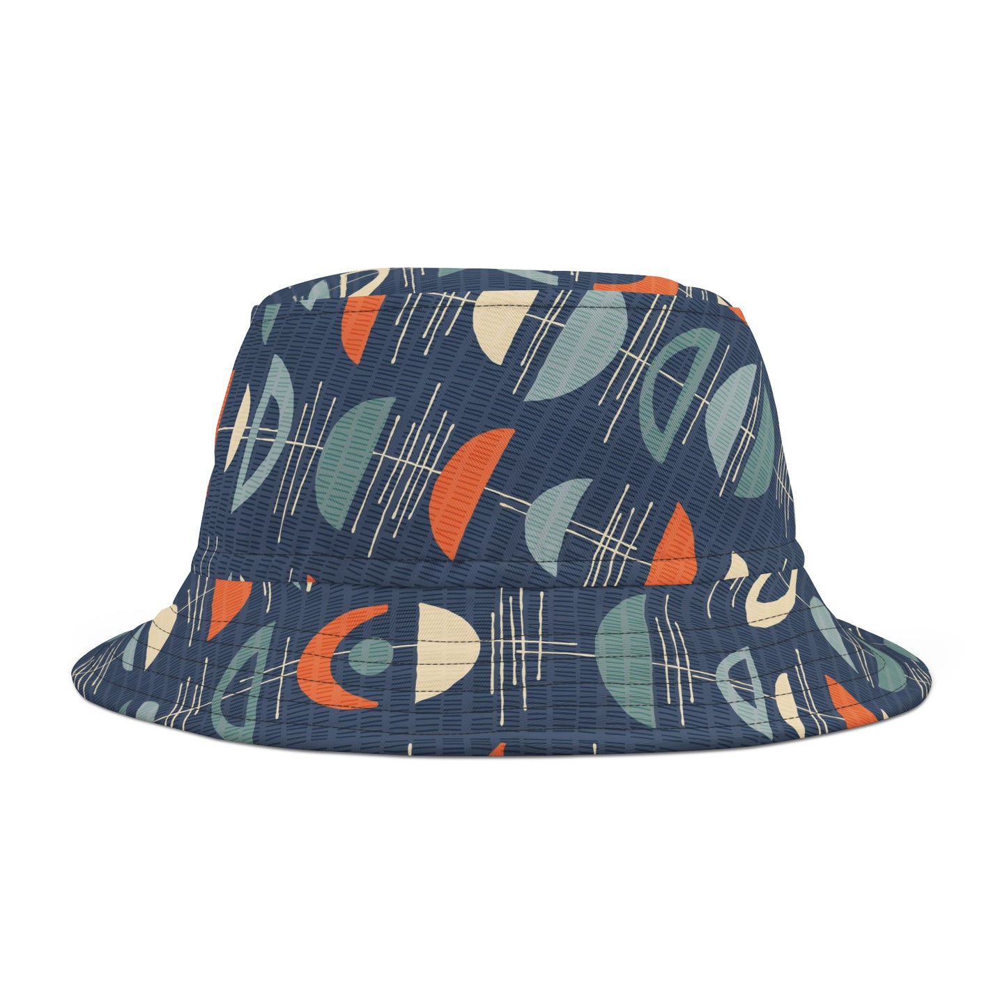 Spiffy Bucket Hat in Deep Blue Retro Print. This Hat Screams Fun. Available in 2 sizes.