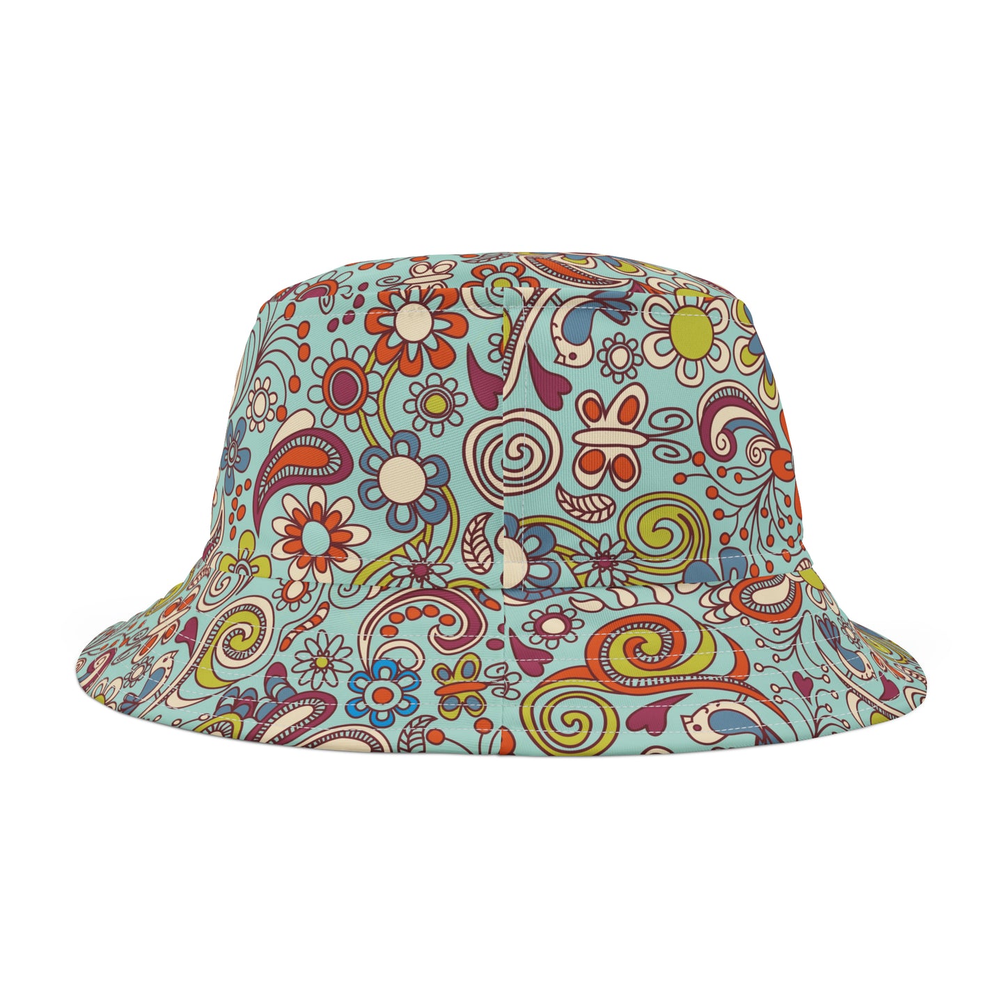 Flower Power Bucket Hat with cheerful Boho Print. Available in 2 sizes.