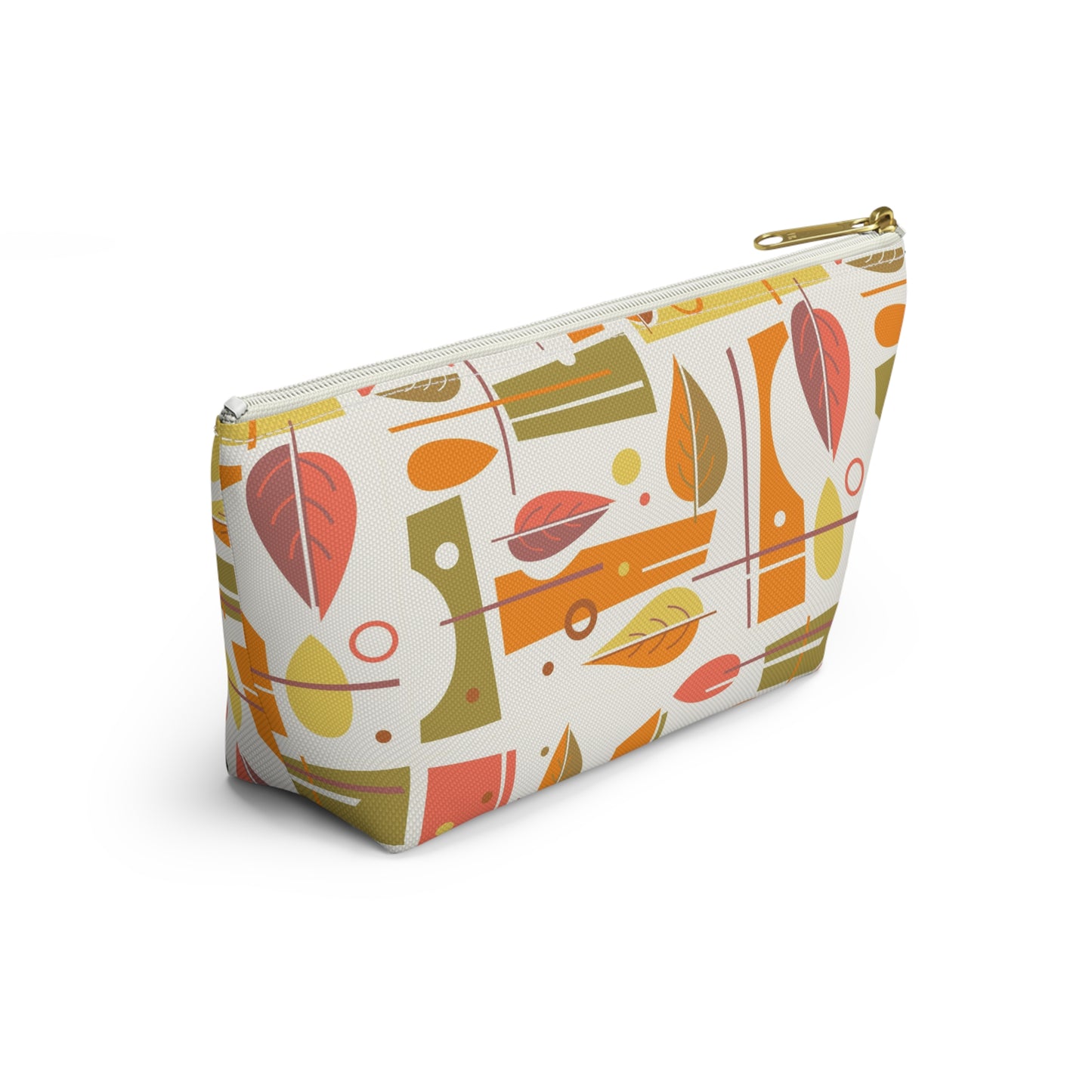 Zipper Pouch with Abstract Mid Century Leaf Print. 2 Sizes Available.