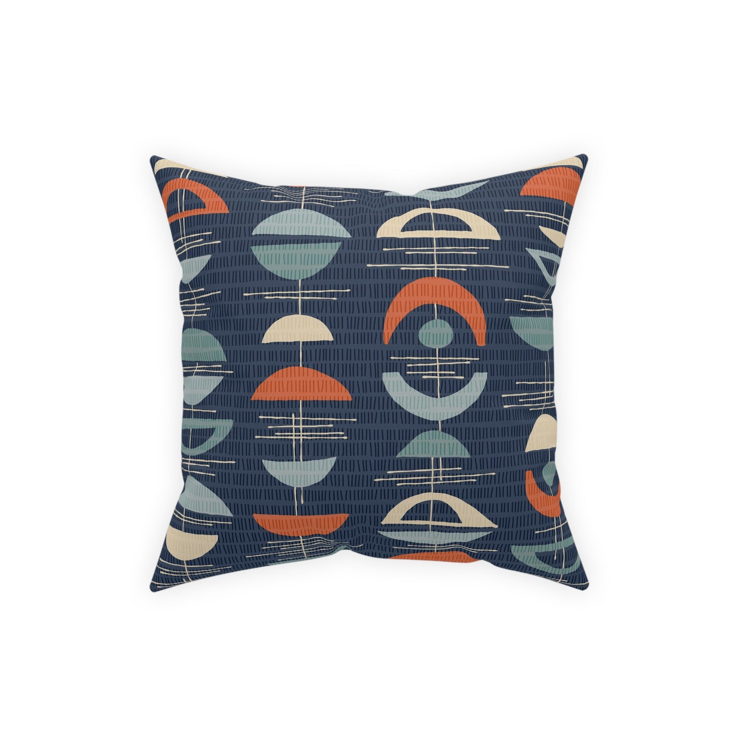 Accent Pillow with Lively Mid-Century Print. A Different Coordinating Pattern Printed on Each Side. 5 Sizes. Pillow Insert Included.