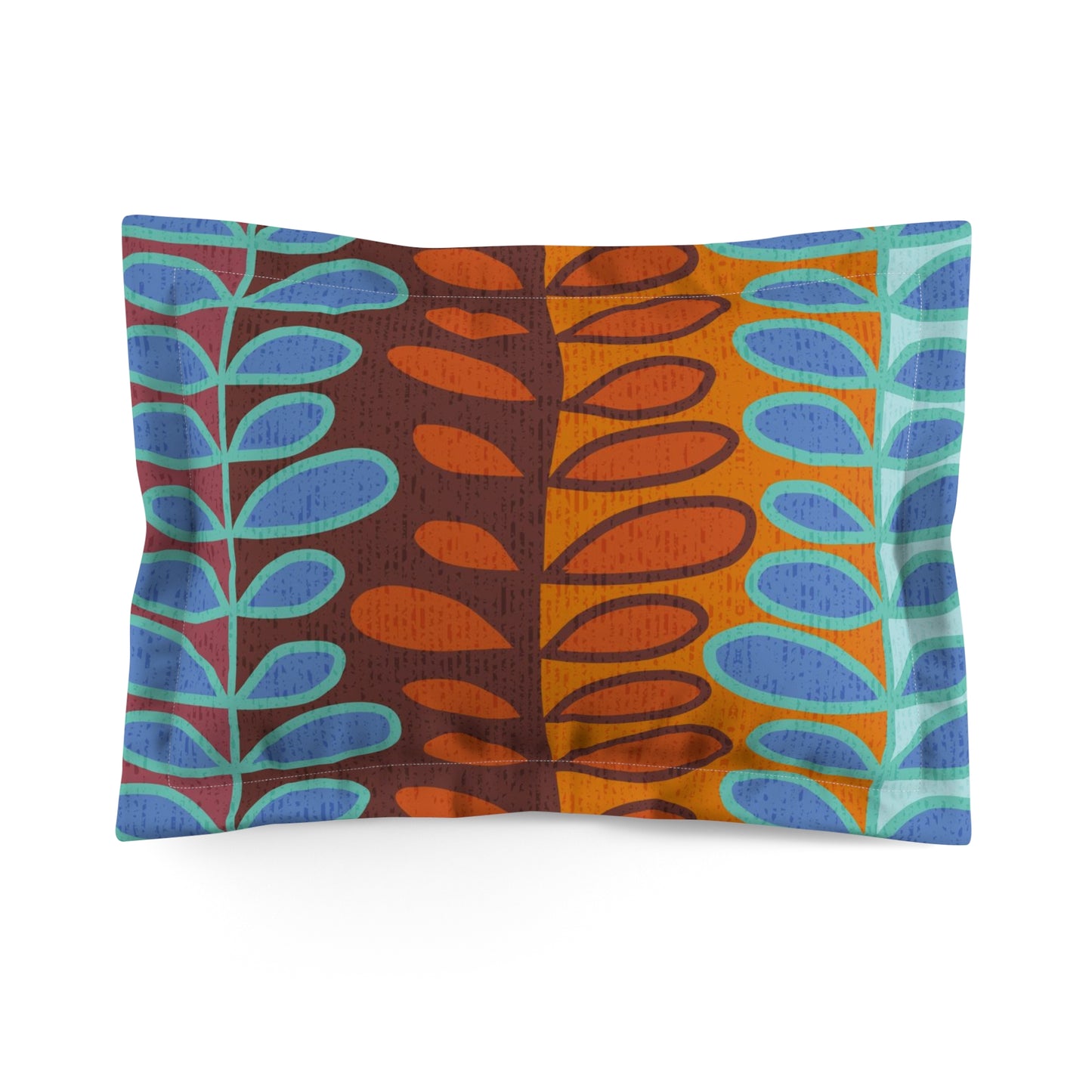 Pillow Sham with Original Boho Leaf and Vine Pattern. Pairs with Duvet Covers. 2 Sizes.