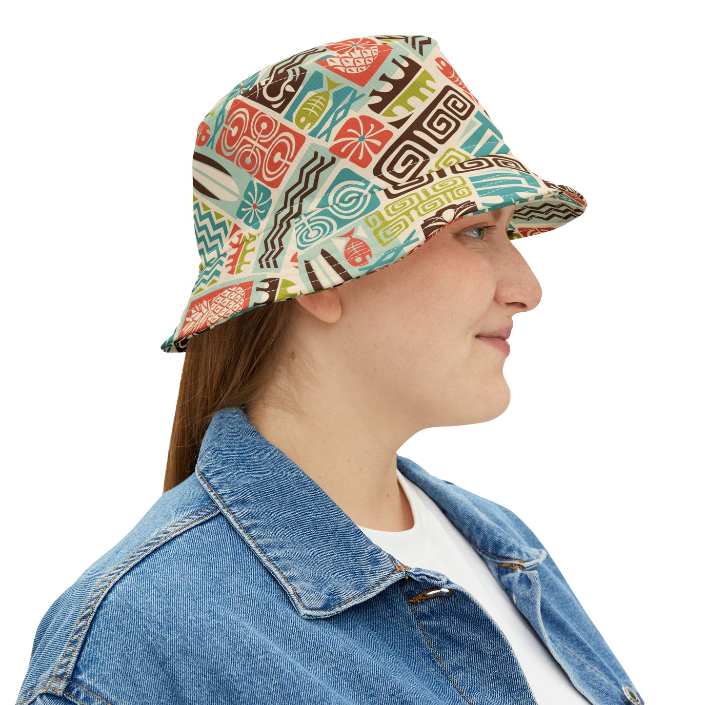 Summer Bucket Hat with Vintage Hawaiian Tiki print. Available in 2 sizes.