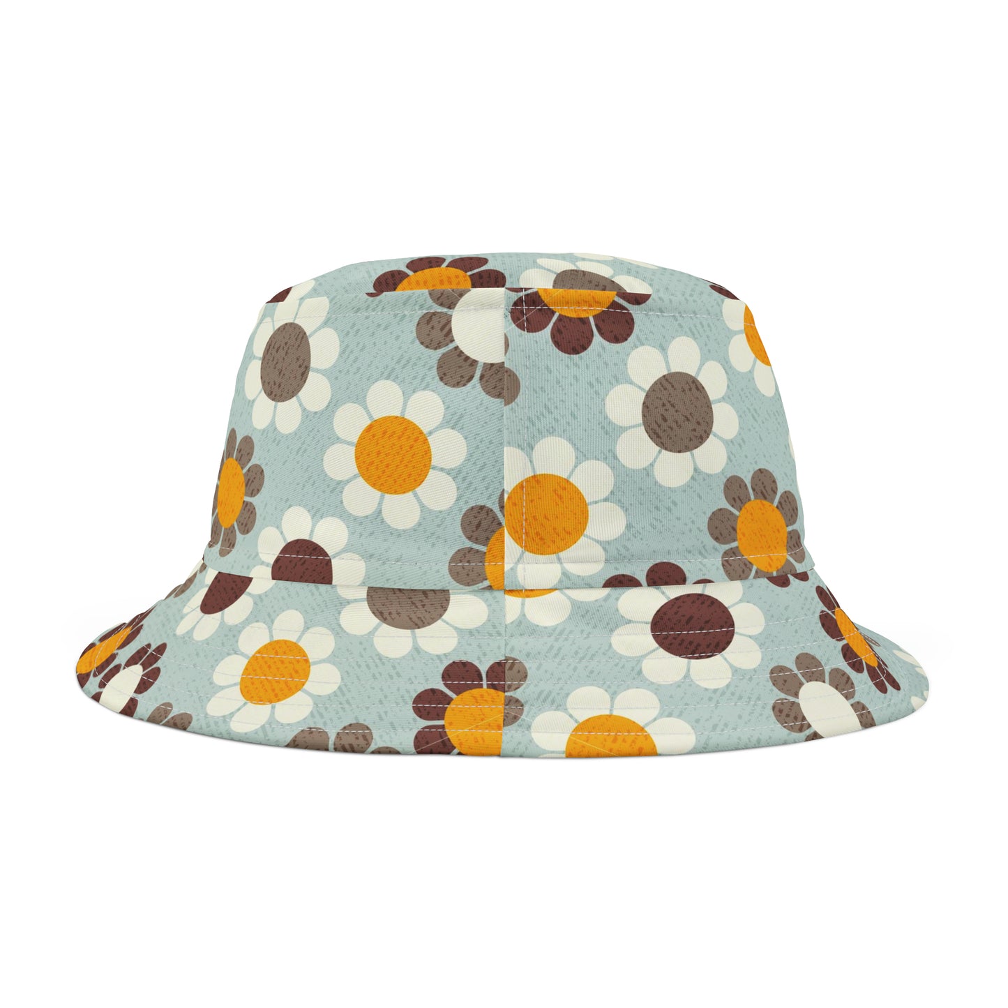 Cute Bucket Hat with Retro Daisy Print. Available in 2 sizes.