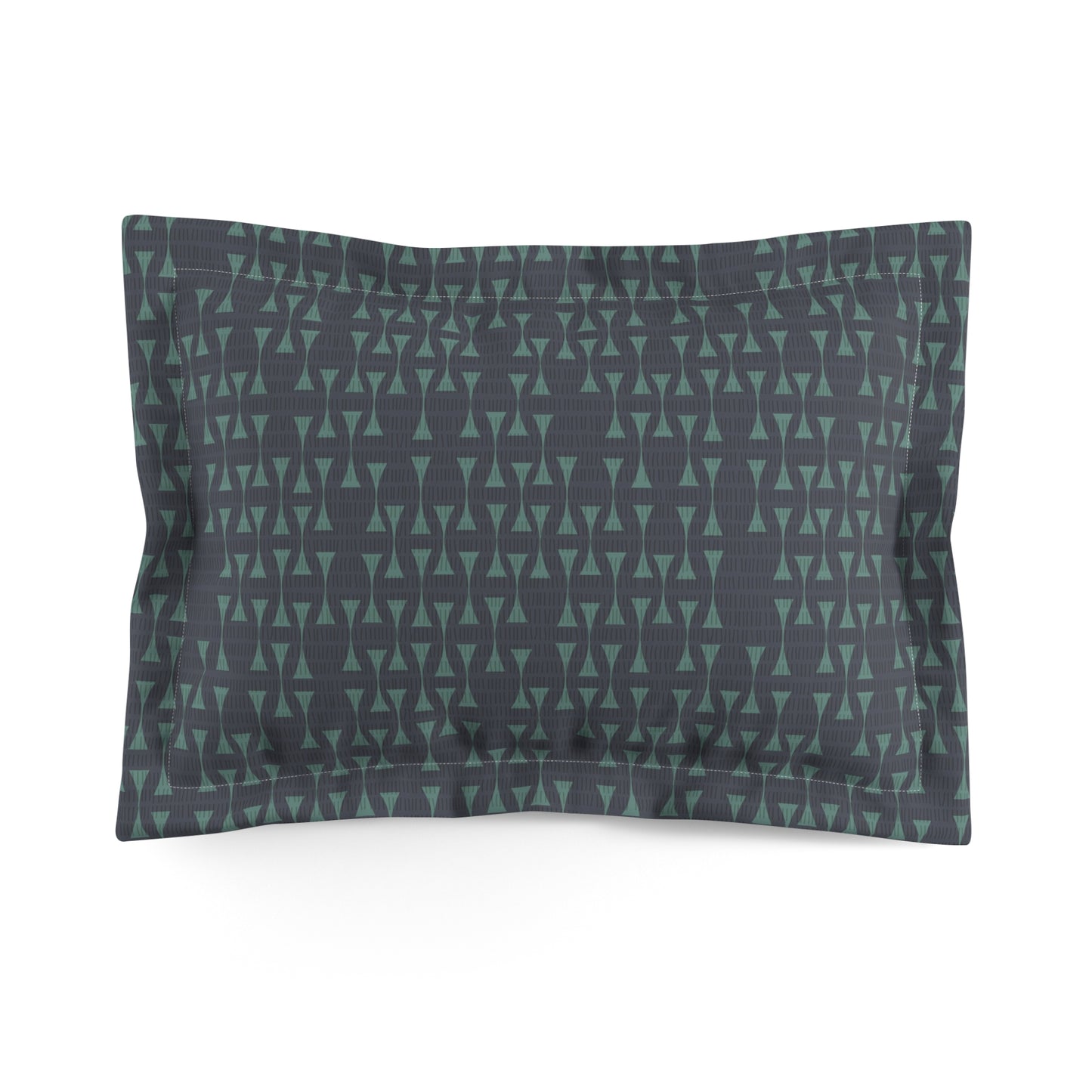 Mid-Century Modern Pillow Sham. Original Abstract Pattern in Charcoal and Light Teal. Pairs with Duvets. Standard and King Sizes.