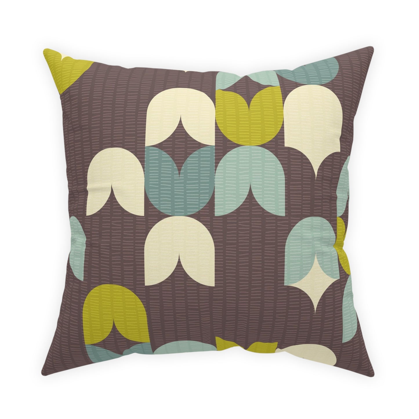 Accent Pillow with 2 Coordinating Scandinavian Patterns in Chocolate, Mint and Lime Green. 5 Sizes. Pillow Insert Included.