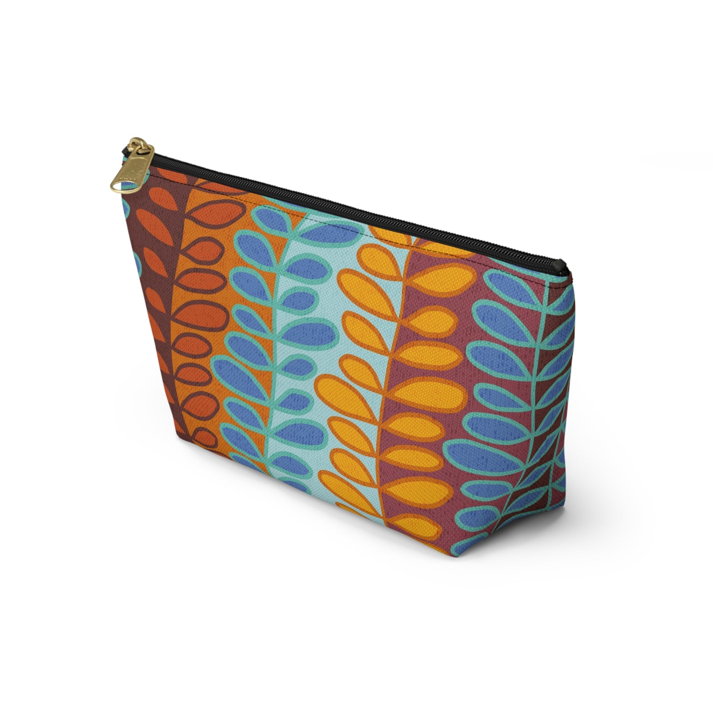 Custom Boho Leaf and Vine Printed Zipper Pouch. 2 sizes available