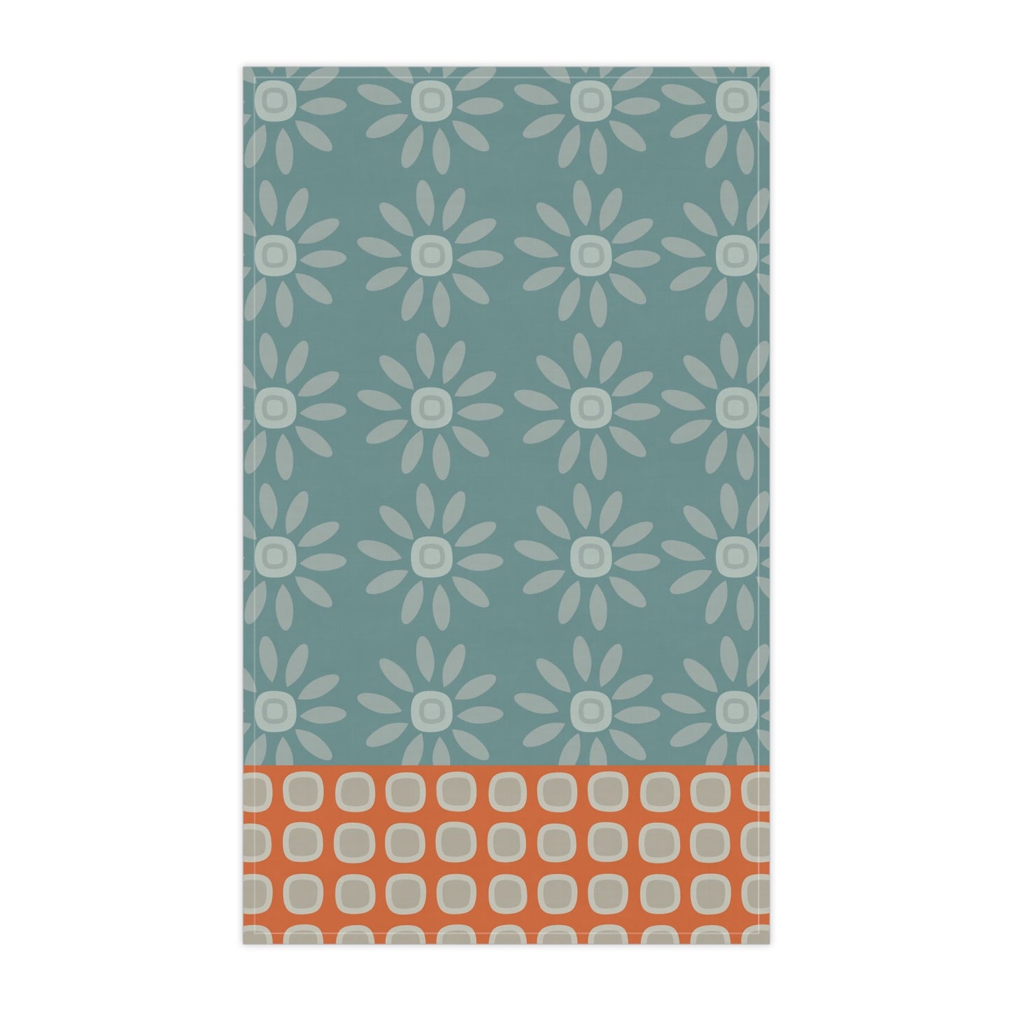 Scandinavian Inspired Kitchen Towel, Teal Pattern. 100% Cotton, 18'' x 30''.