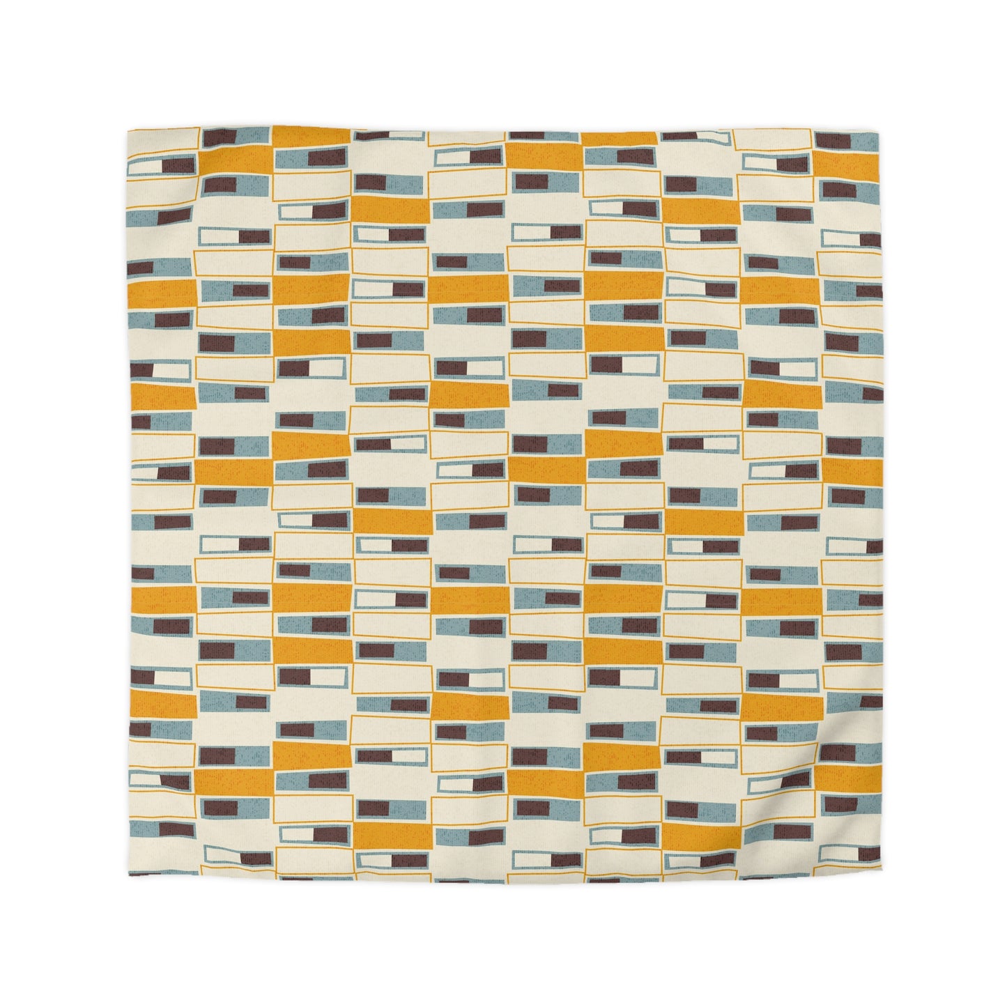 Mid Century Modern Duvet Cover. Abstract Window Pattern in Orange, Teal and Cream. 4 sizes