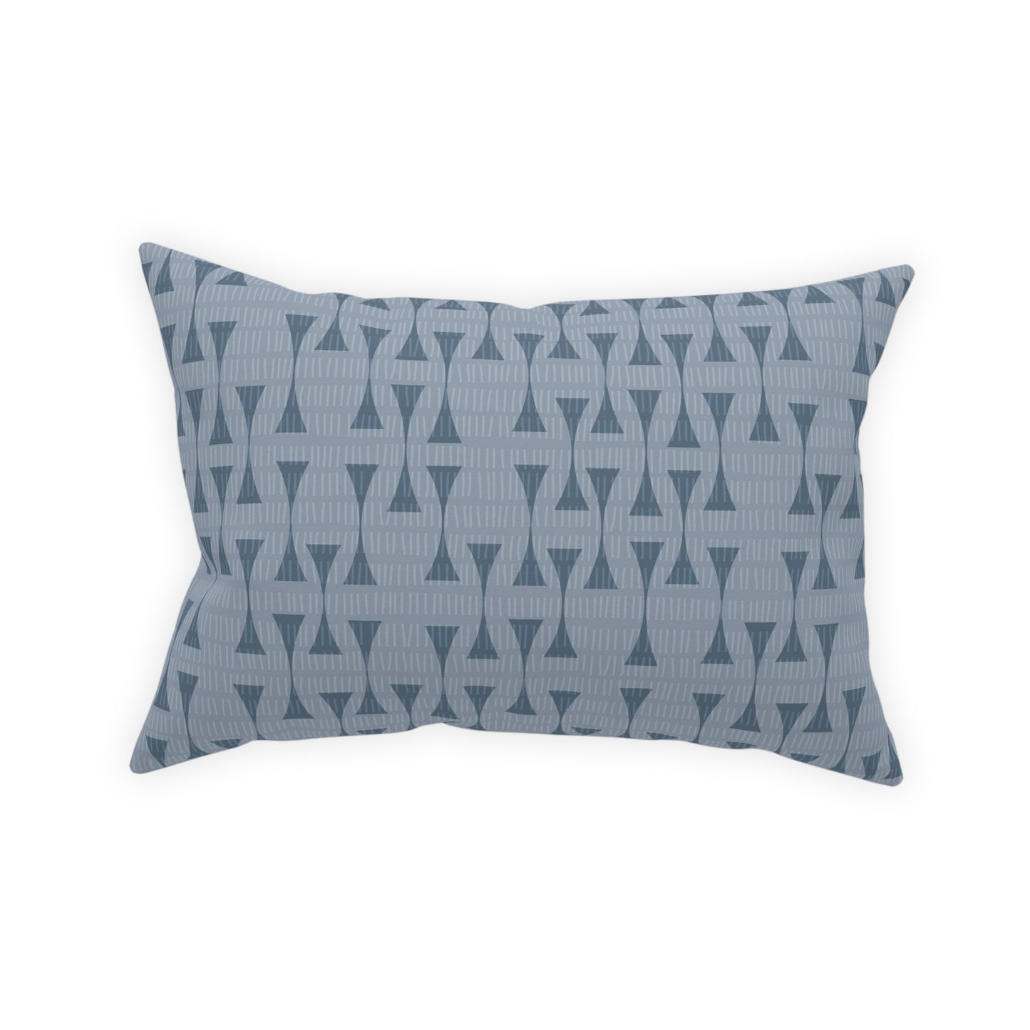 Accent Pillow with Mid-Century Abstract Patterns in Blues and Greens. A Different Print on Each Side. 5 sizes. Pillow insert included.