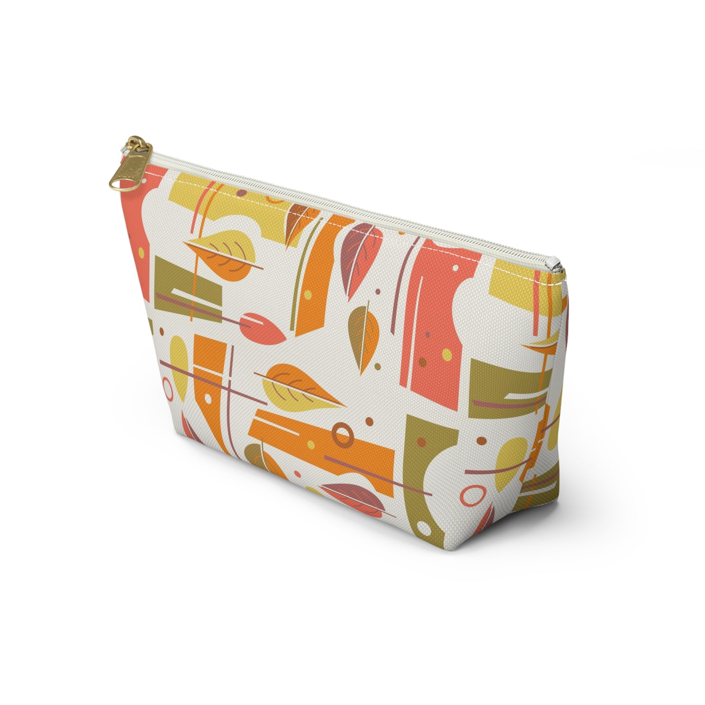 Zipper Pouch with Abstract Mid Century Leaf Print. 2 Sizes Available.