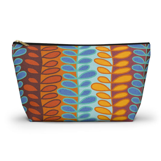 Custom Boho Leaf and Vine Printed Zipper Pouch. 2 sizes available