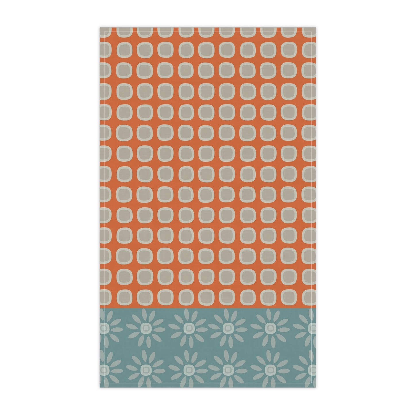 Scandinavian Inspired Kitchen Towel. Red Pattern, 100% Cotton, 18'' x 30''