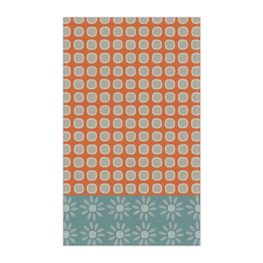 Scandinavian Inspired Kitchen Towel. Red Pattern, 100% Cotton, 18'' x 30''