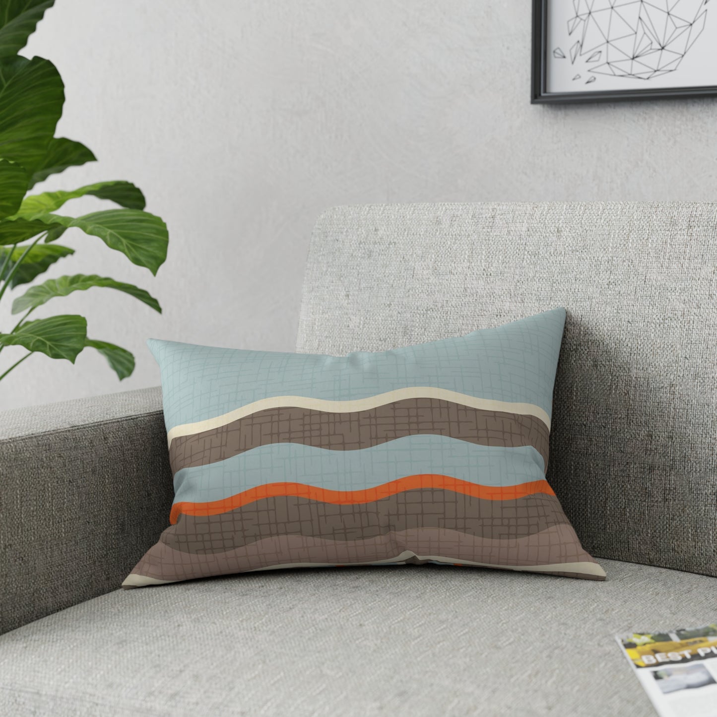 Cute Accent Pillow with Wavy Stripes on Pale Blue. Each Side has a Different Stripe Pattern. 5 Sizes. Pillow Insert Included.