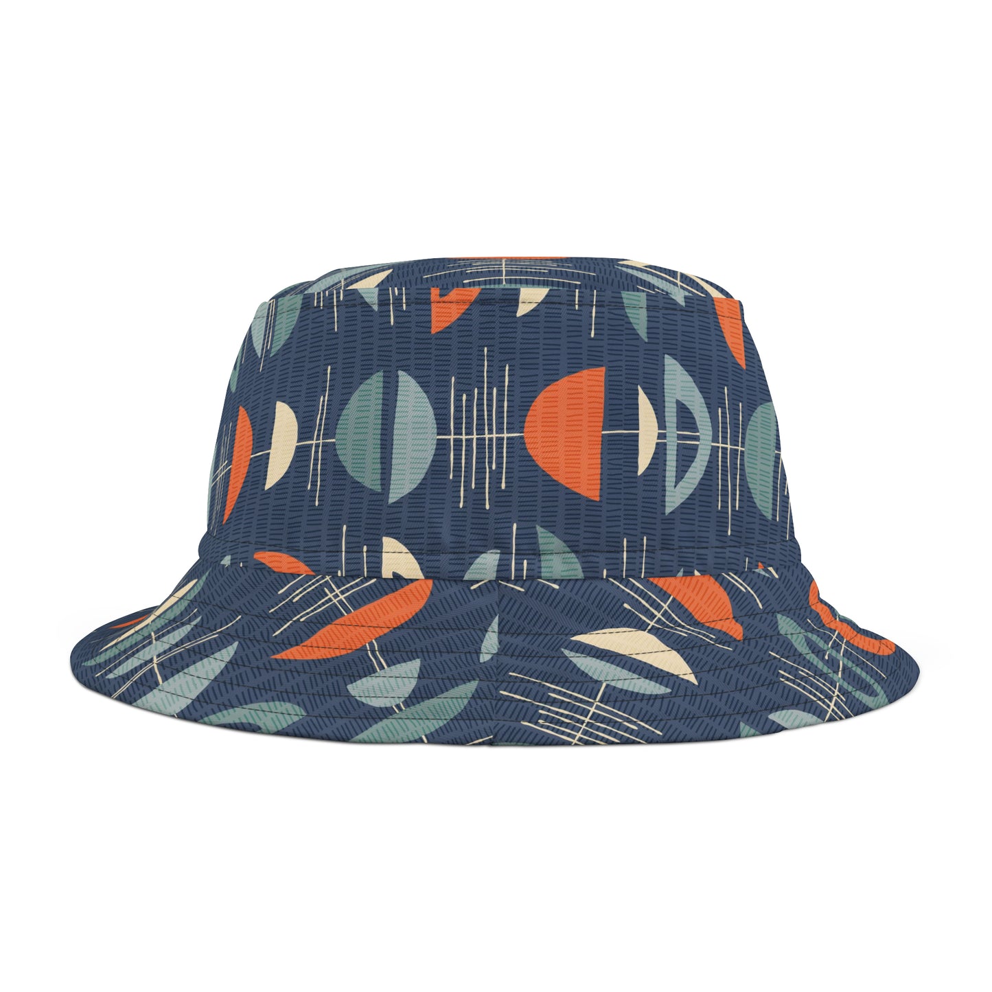 Spiffy Bucket Hat in Deep Blue Retro Print. This Hat Screams Fun. Available in 2 sizes.