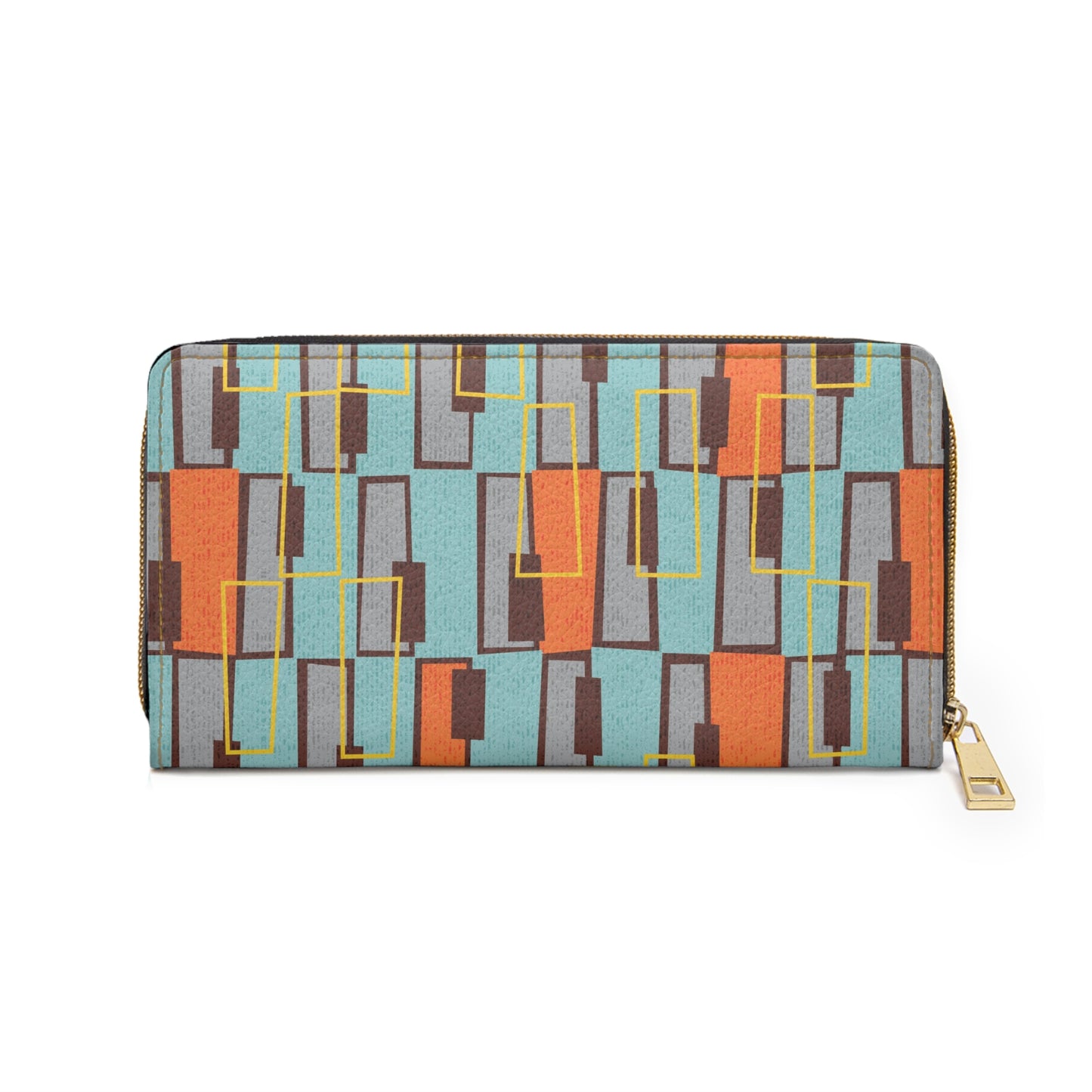 Zipper Wallet with Custom Mid Century Print. Unique Abstract Geometric Pattern.