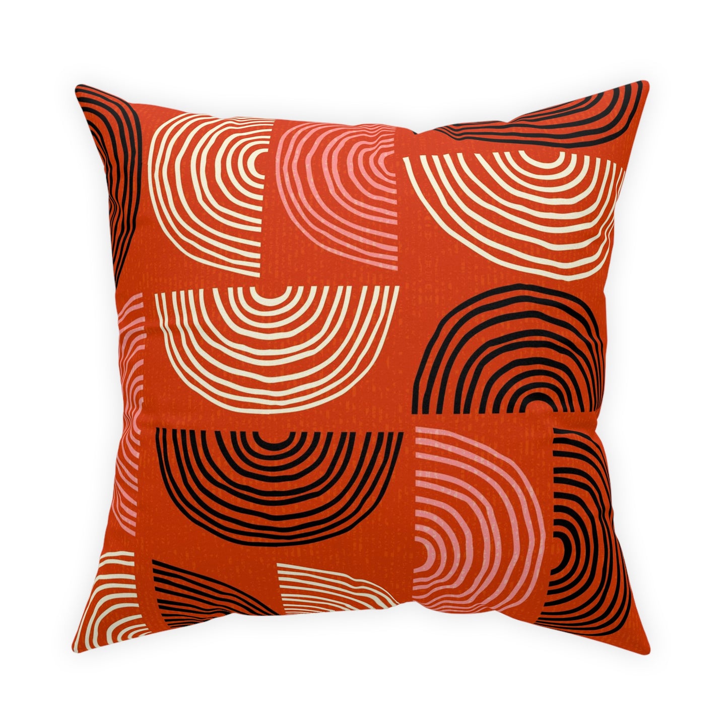 Accent Pillow with Mid-Century Prints in Red and Black. A Different Coordinating Pattern on each side. 5 Sizes. Pillow Insert Included.