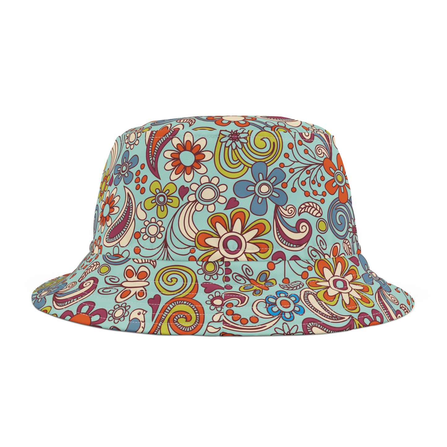 Flower Power Bucket Hat with cheerful Boho Print. Available in 2 sizes.