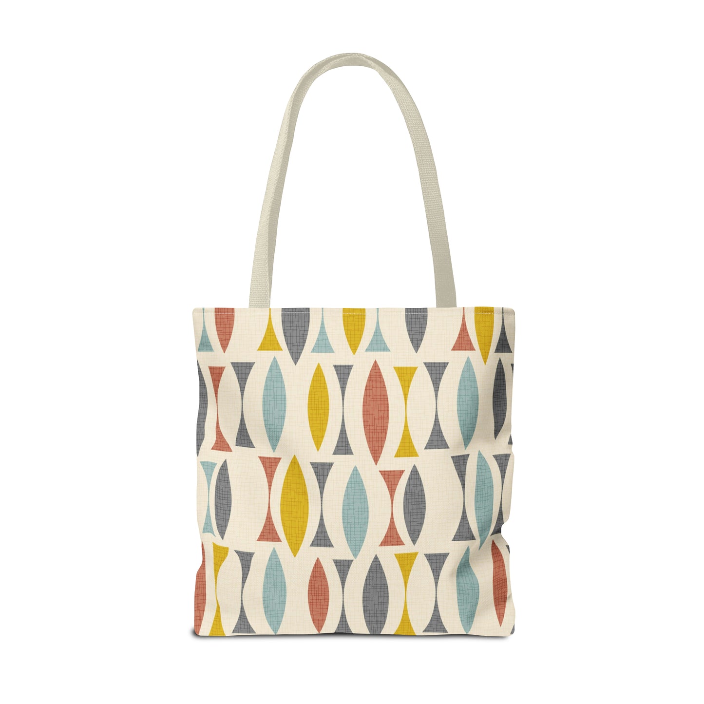 Colorful Tote Bag with Mid Century Print. Available in 3 sizes.