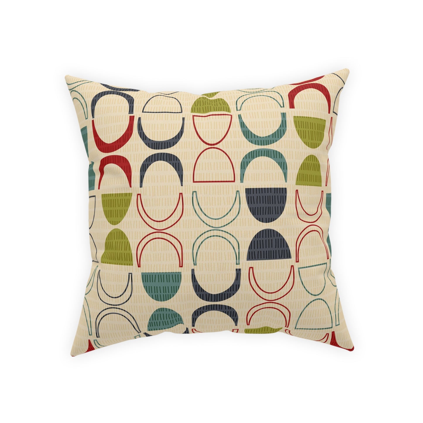 Mid-Century Modern Accent pillow. Colorful Abstract Design on the Front, Coordinating Pattern on the Back. 5 sizes. Pillow insert included.