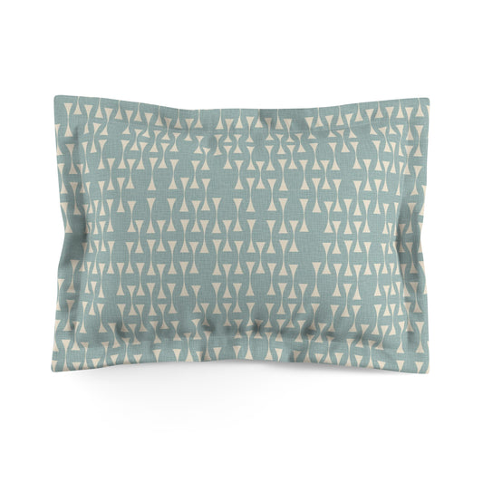 Coordinating Pillow Sham in Aqua Blue and Cream. Pairs with Duvets. Standard and King Sizes.