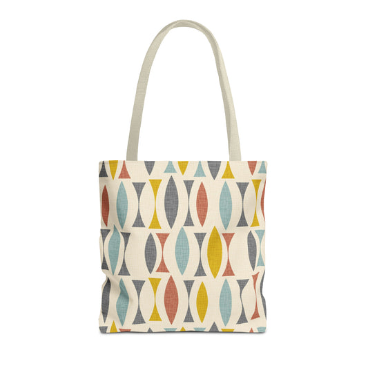 Colorful Tote Bag with Mid Century Print. Available in 3 sizes.