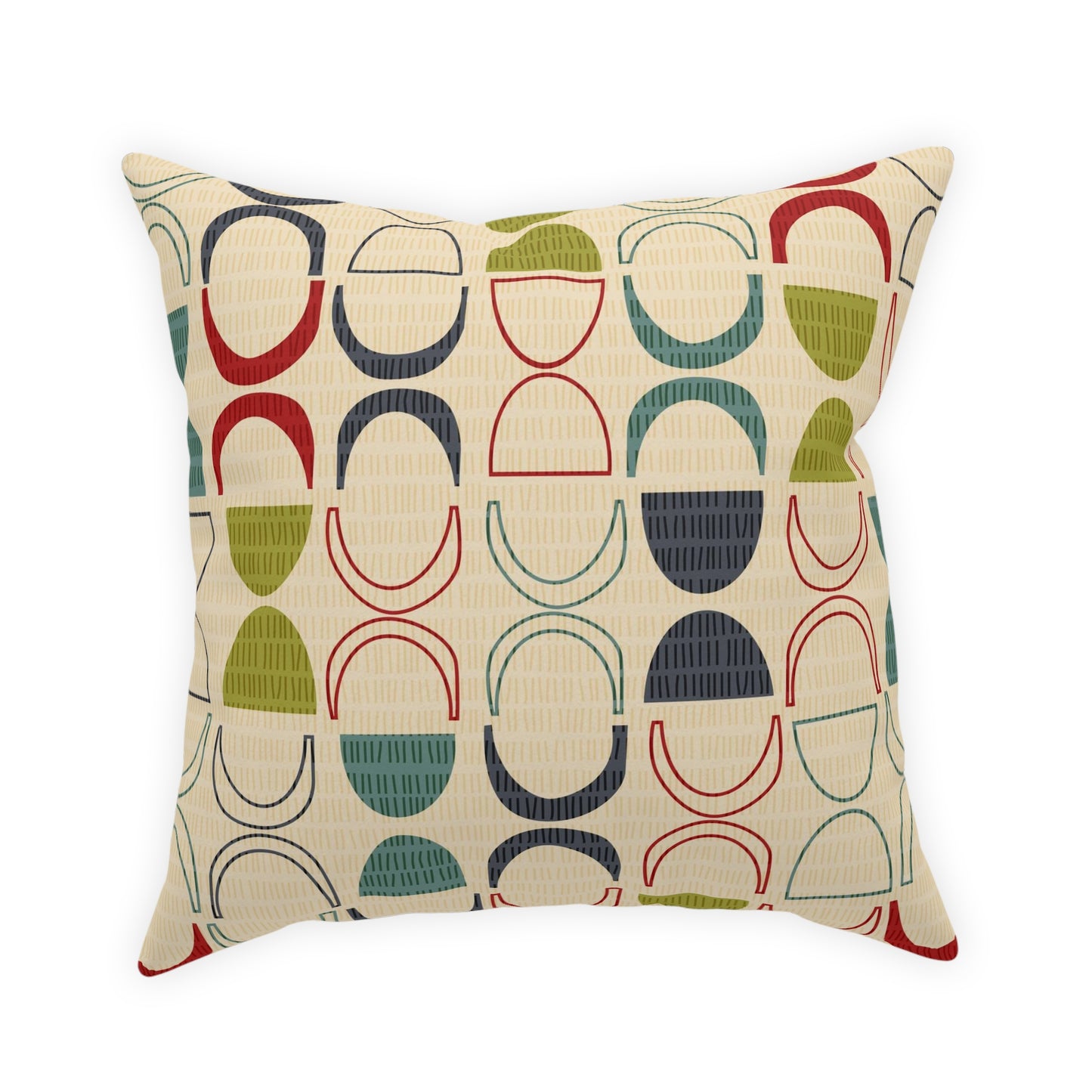 Mid-Century Modern Accent pillow. Colorful Abstract Design on the Front, Coordinating Pattern on the Back. 5 sizes. Pillow insert included.