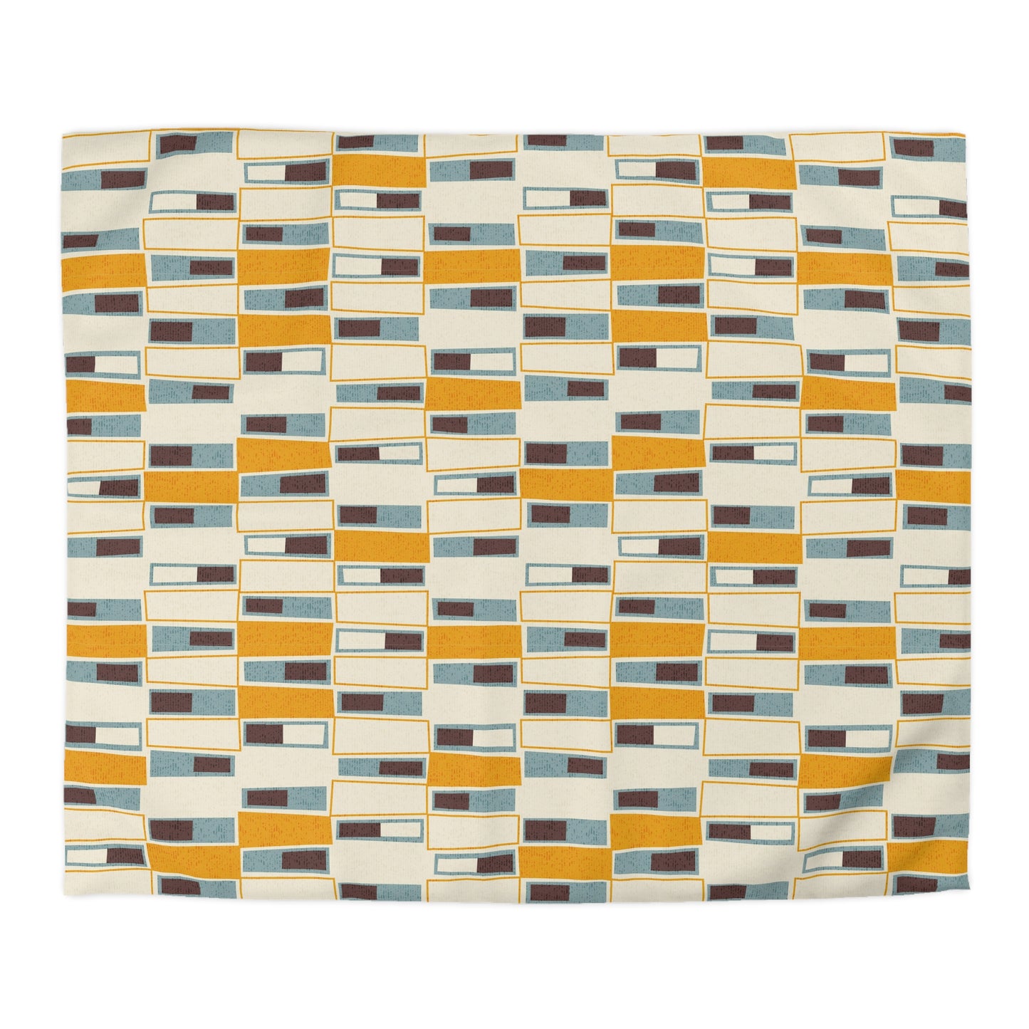 Mid Century Modern Duvet Cover. Abstract Window Pattern in Orange, Teal and Cream. 4 sizes