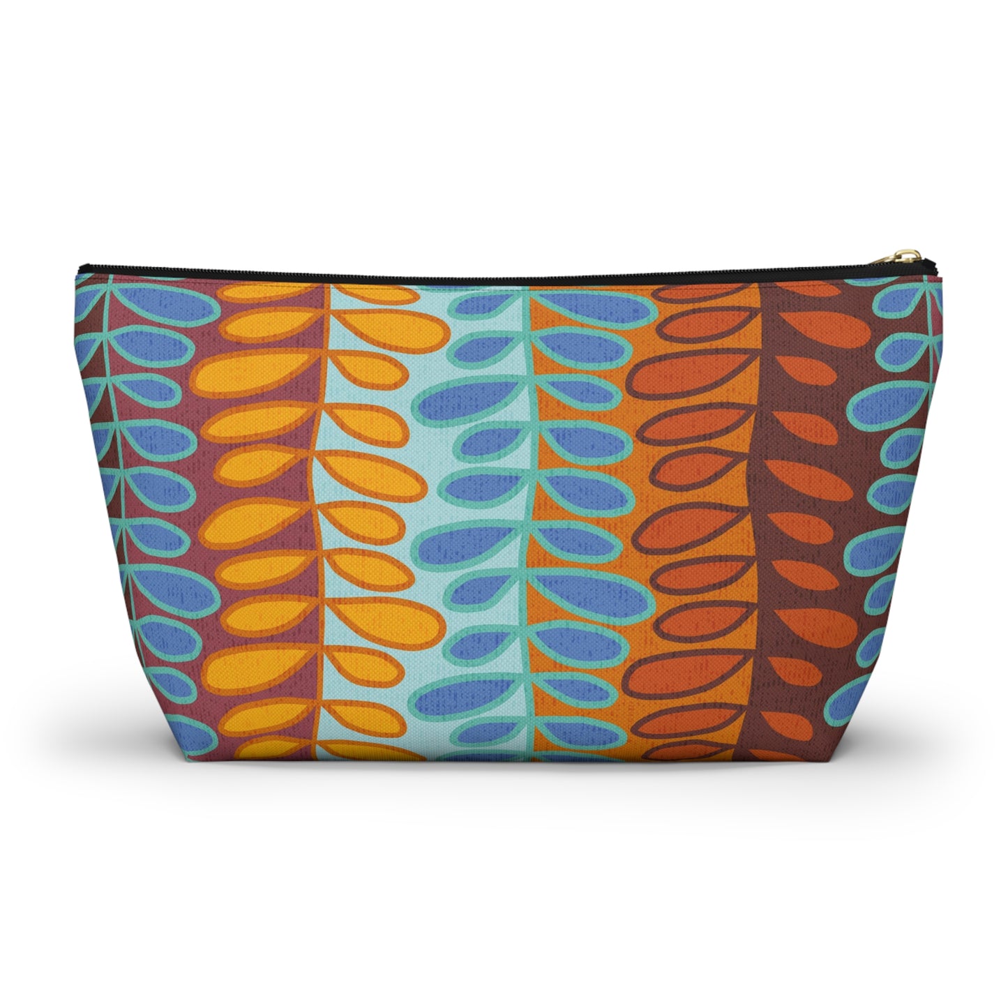 Custom Boho Leaf and Vine Printed Zipper Pouch. 2 sizes available