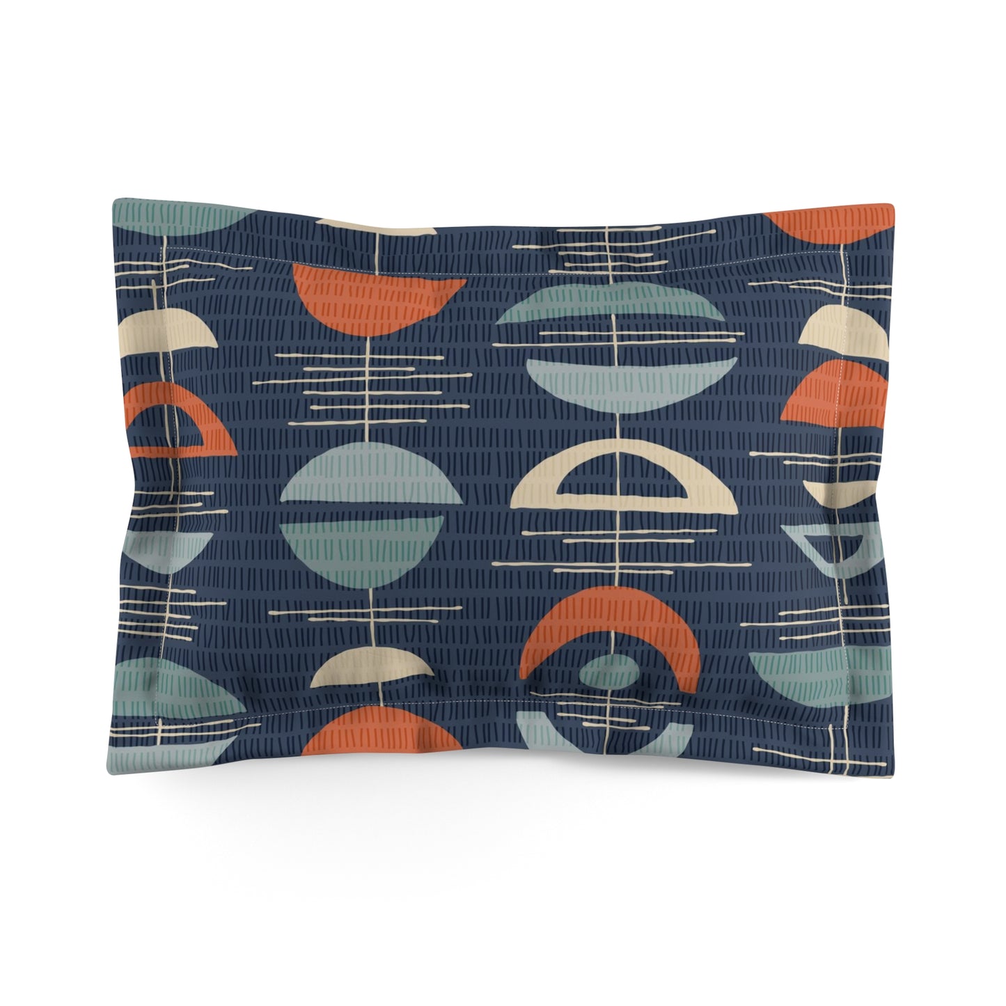 Mid-Century Modern Pillow Sham in Deep Blue. Original Abstract Pattern. Pairs with Duvets. Standard and King Sizes.